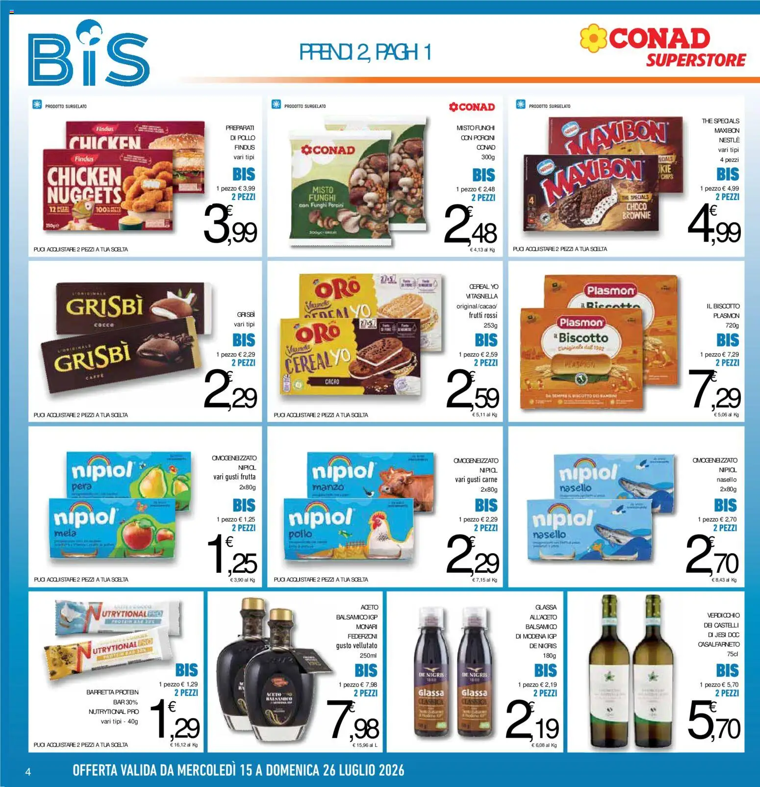 Volantino Conad del 15/07/2026 | Pagina: 4 | Prodotti: Manzo, The, Barretta, Cacao