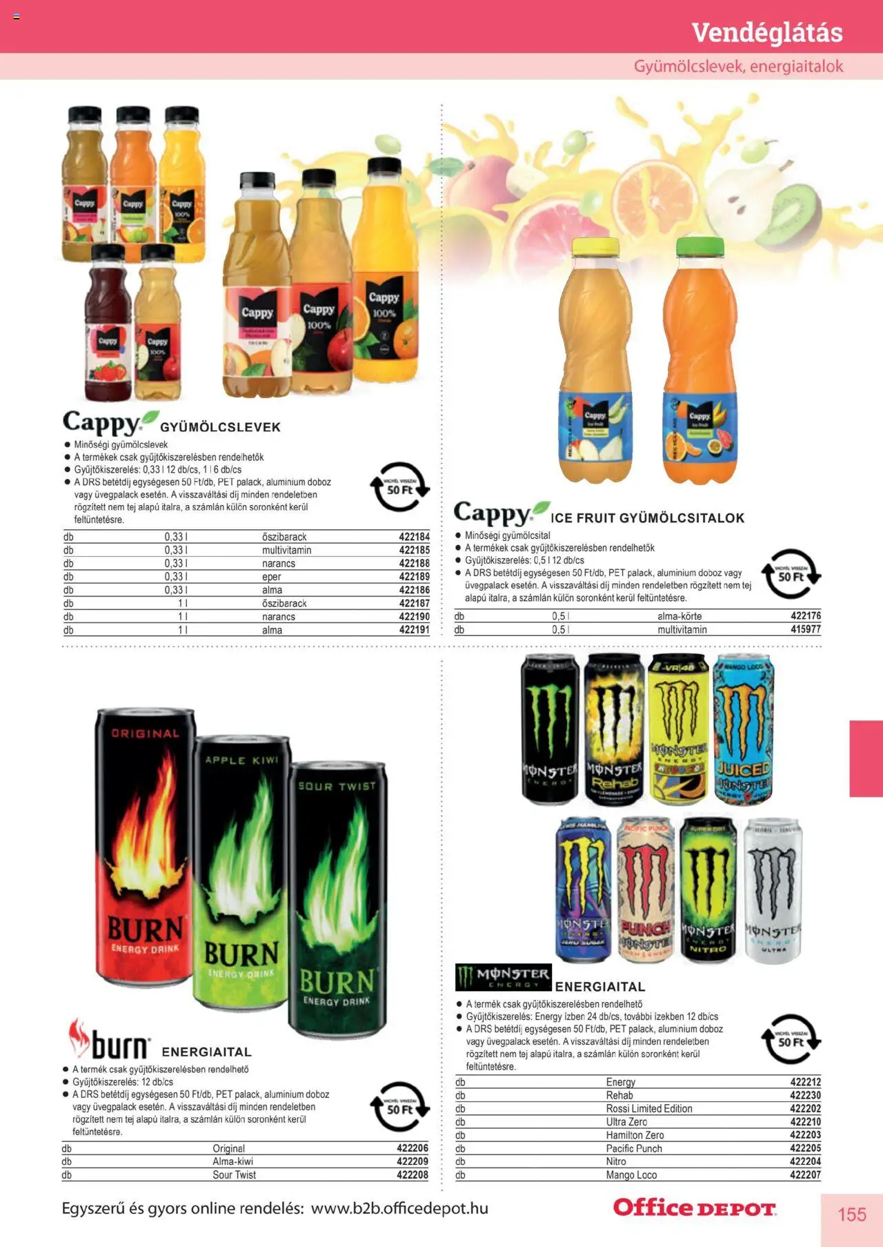 Office Depot akciós ujság - amely érvényes a következő dátumtól: 2025.04.10. | Oldal: 155 | Termékek: Energiaital, Energy drink, Tej, Narancs