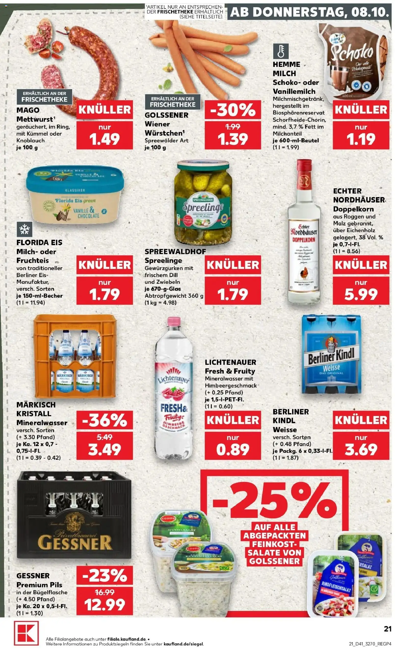 Prospekt Kaufland ab 08.10.2026 » Angebote Online zum Blättern | Seite: 21 | Produkte: Berliner, Milch, Zwiebeln, Knoblauch