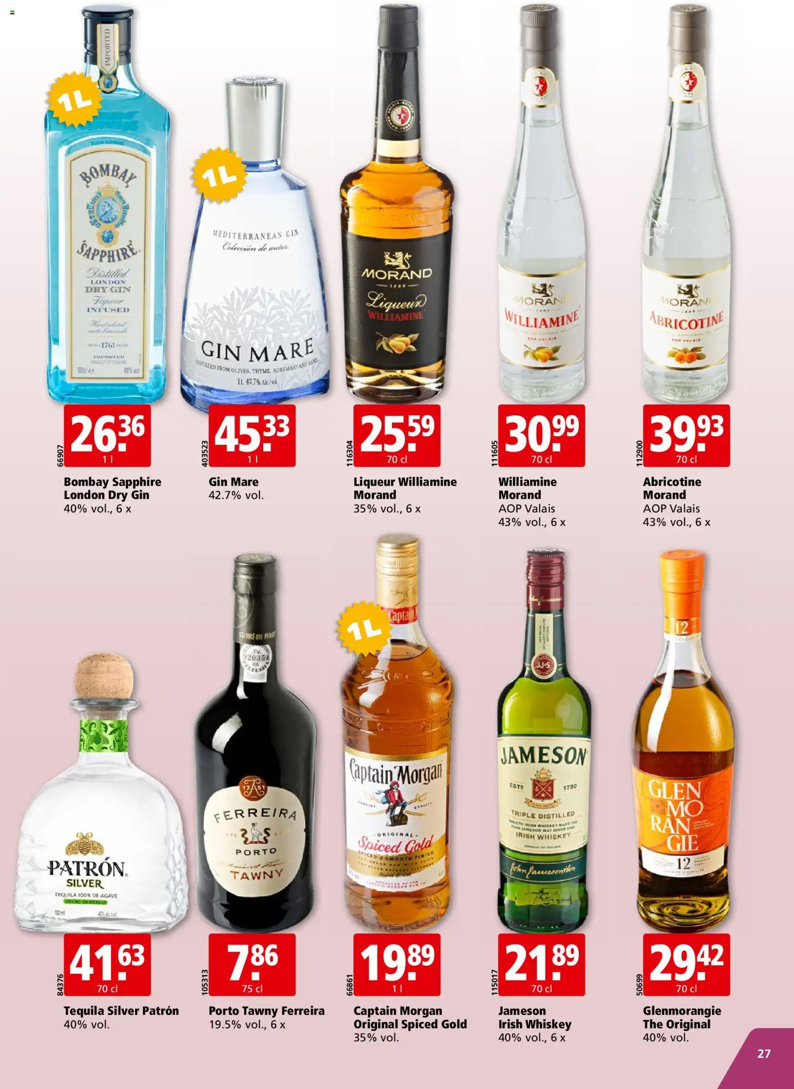 Aligro aktionen Chavannes, Matran, Genève, Sion – gültig ab 24.08.2026 | Seite: 27 | Produkte: Jameson, Agave, Gin, Whiskey