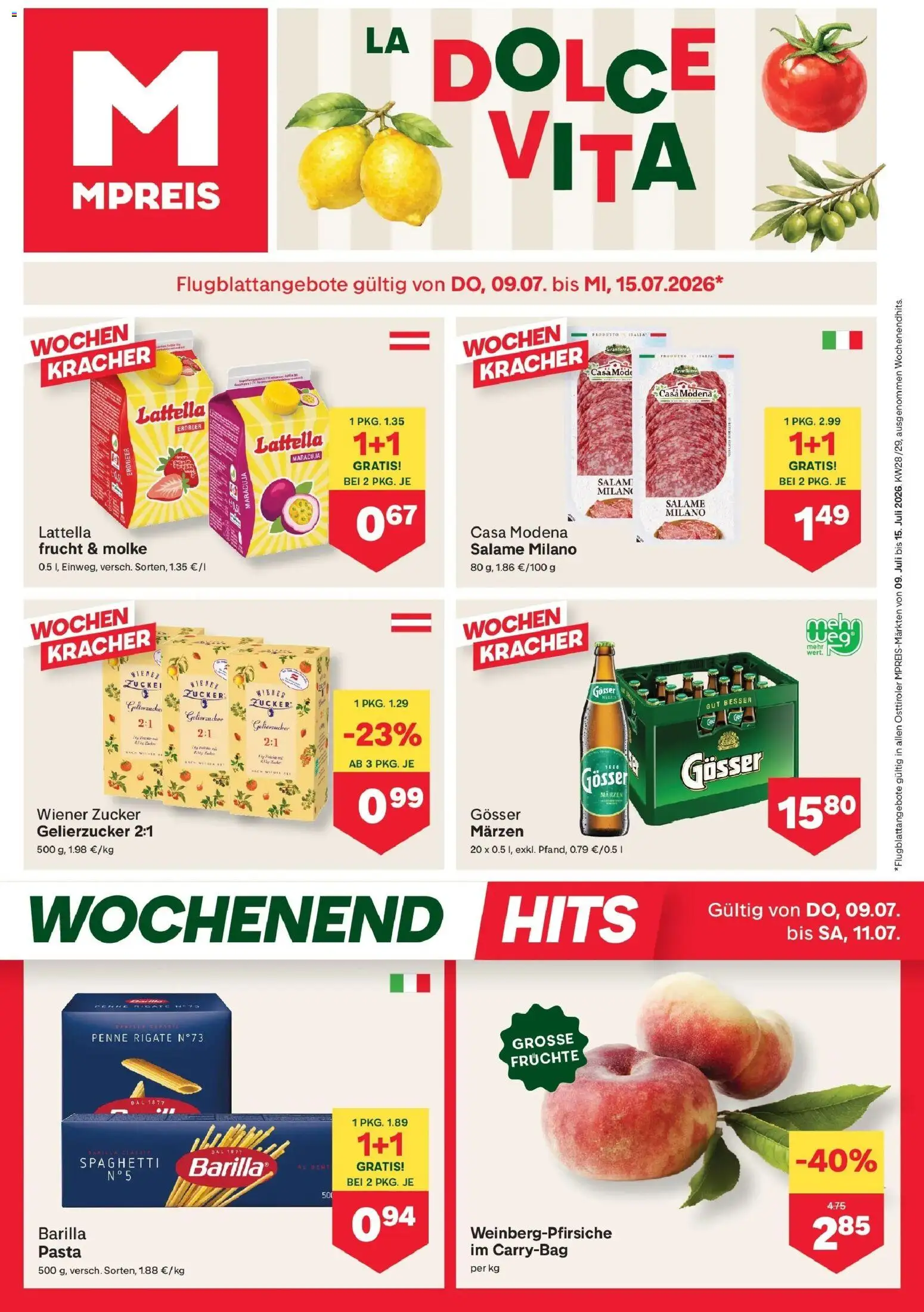 MPREIS Sillian gültig ab 09.07.2026 | Seite: 1 | Produkte: Pasta, Zucker, Hajdina liszt