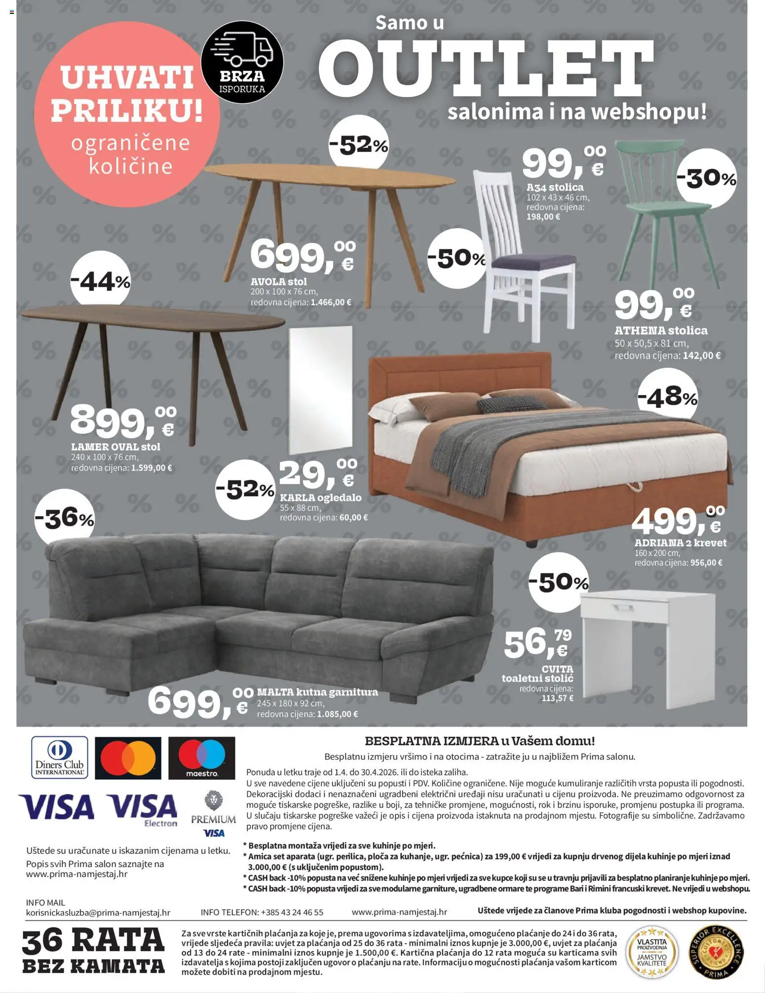 Prima katalog | vrijedi od 01.04.2026 | Stranica: 20 | Proizvodi: Stol, Stolica, Kutna garnitura, Pećnica