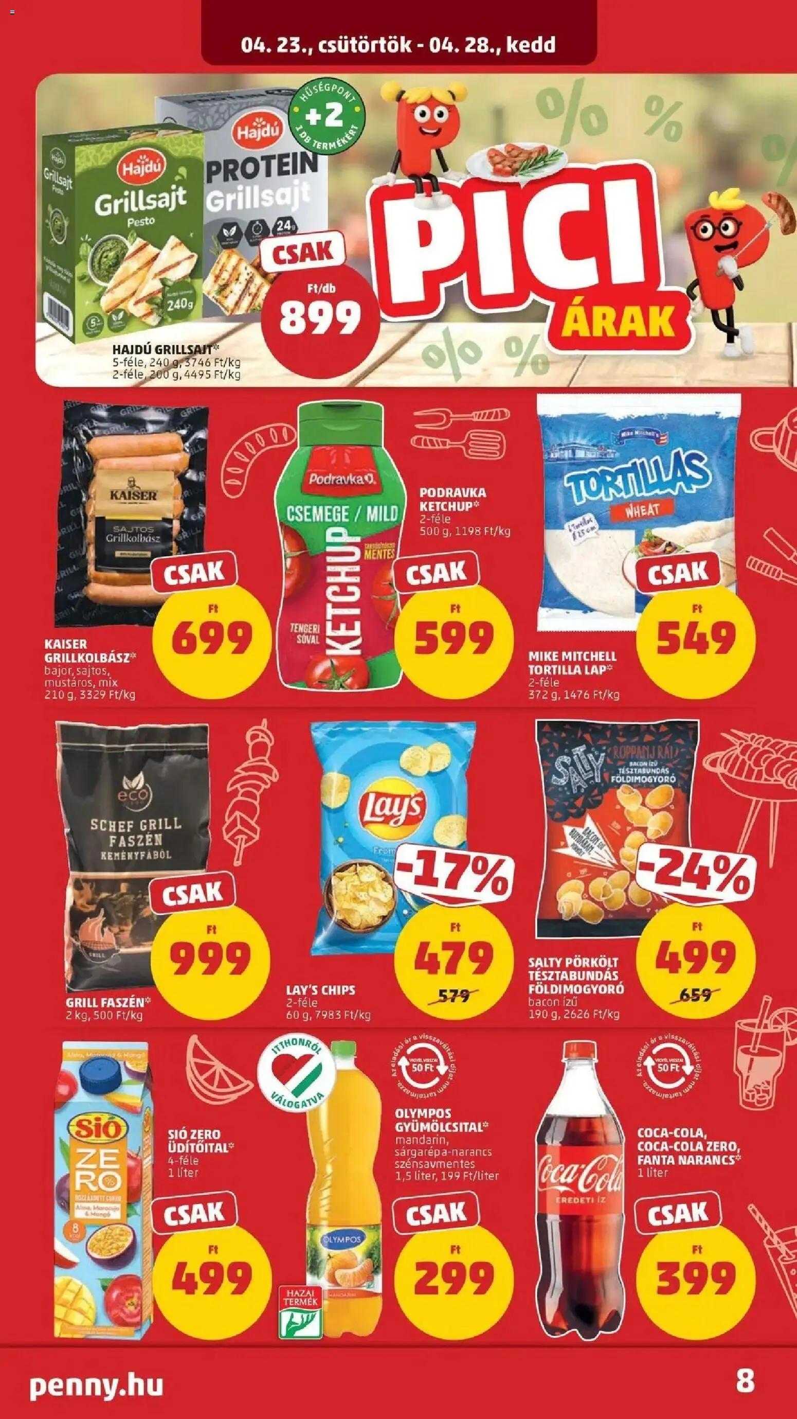PENNY akciós ujság - amely érvényes a következő dátumtól: 2026.04.23. | Oldal: 8 | Termékek: Gyümölcsital, Protein, Narancs, Ketchup