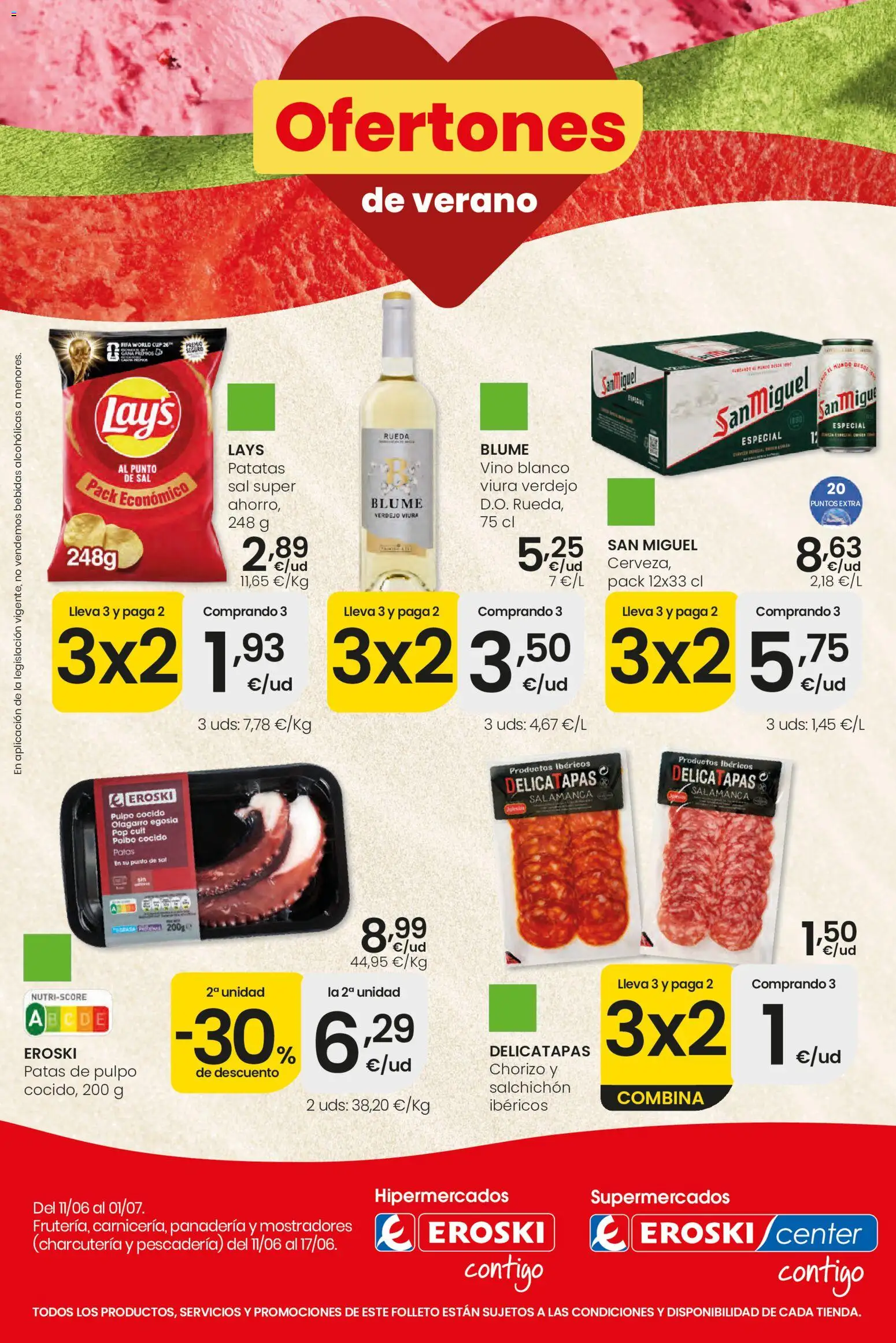 Eroski Ofertones de verano │ válido desde el 11.06.2026 | Página: 1 | Productos: Vino, Panadería