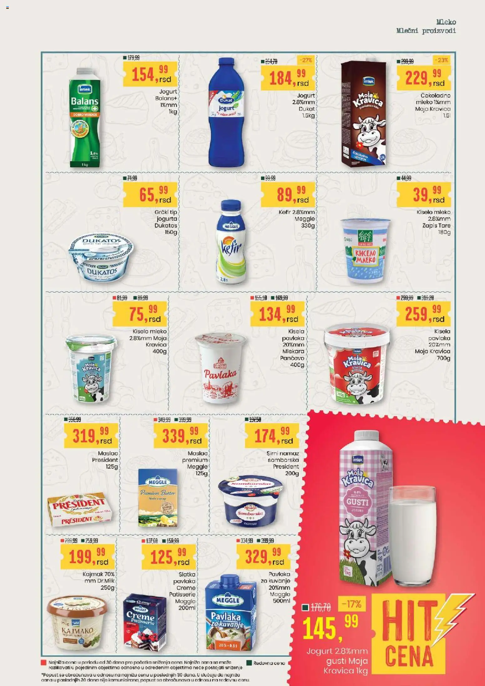 Aroma Market katalog - važi od 11.06.2026 | Strana: 5 | Proizvode: Kiselo mleko, Slatka pavlaka, Jogurt, Pavlaka