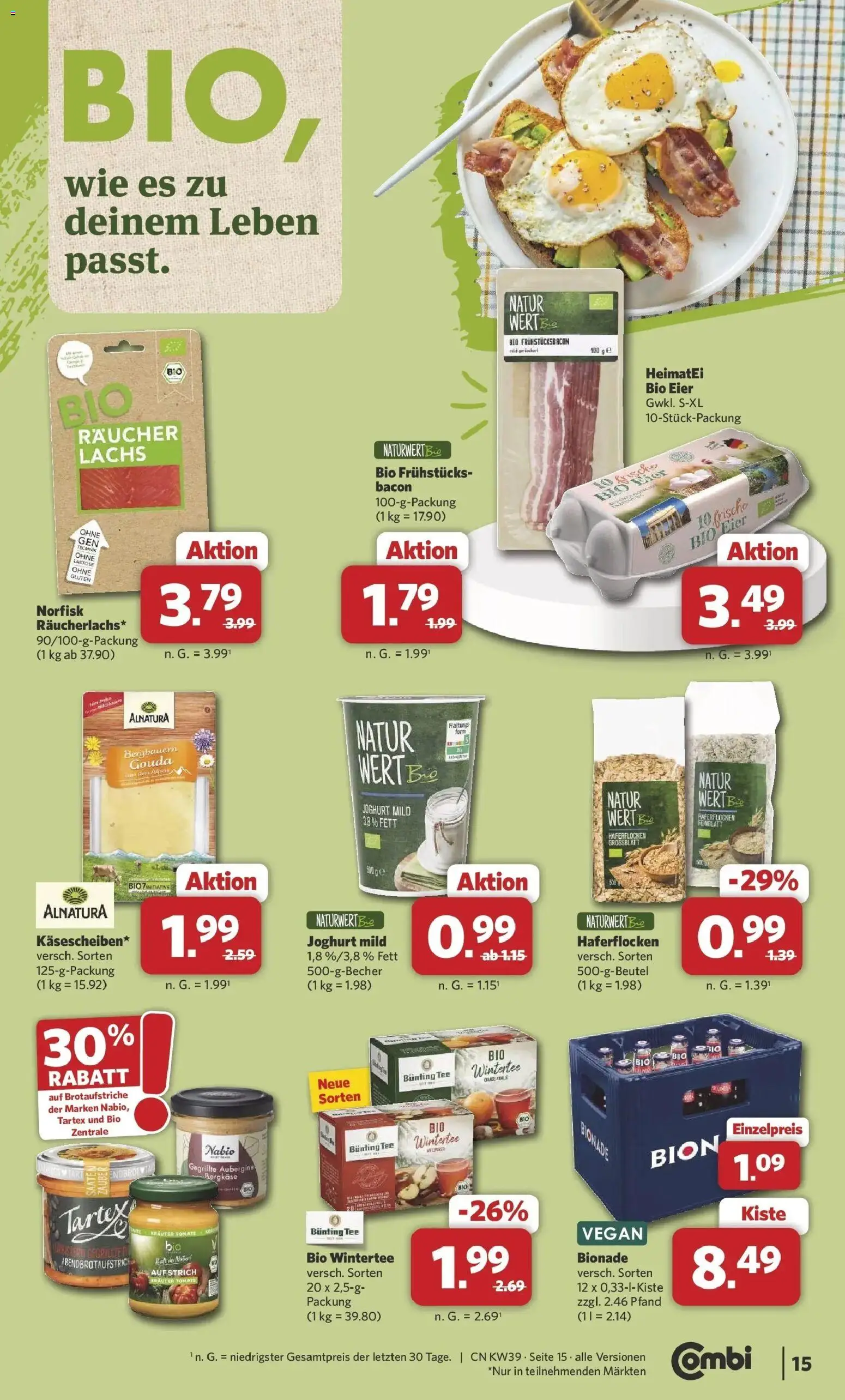 Combi Prospekt Dülmen – gültig ab 21.09.2026 | Seite: 16 | Produkte: Bionade, Lachs, Aubergine, Tee