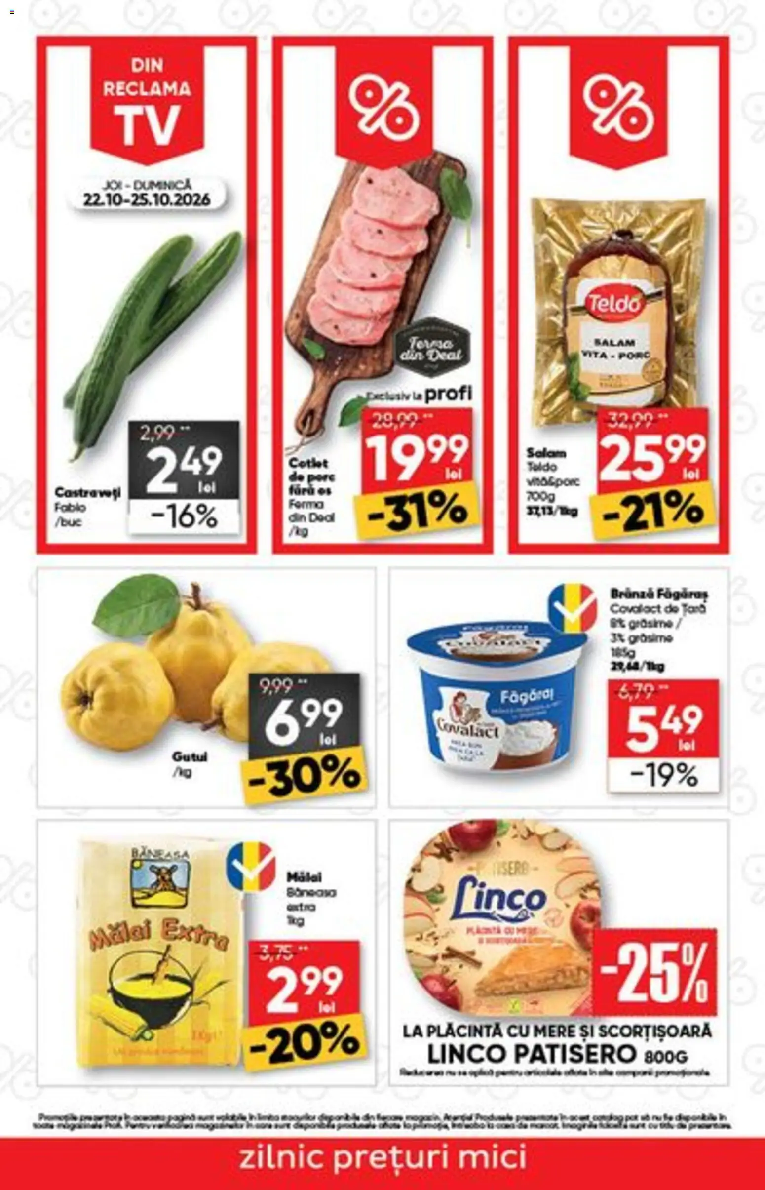 Noul catalog Profi – valabil de la 22.10.2026 | Pagină: 2 | Produse: Cotlet, Salam, Mere, Castraveți
