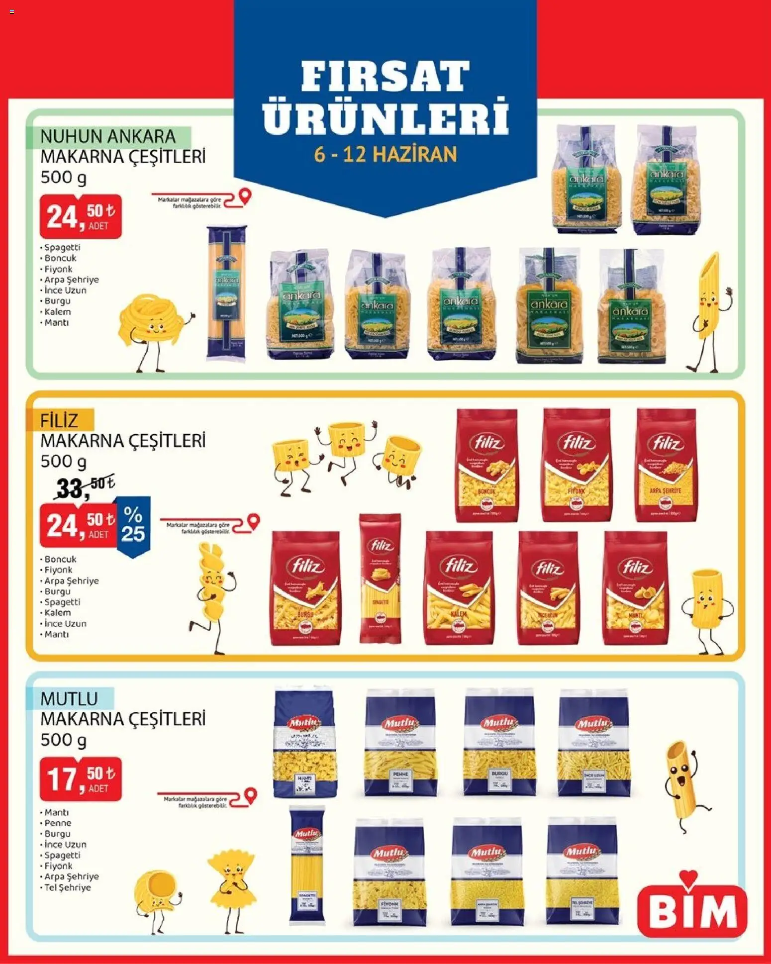 BİM Katalog - 06.06.2026 tarihinden itibaren geçerlidir | Sayfa: 1 | Ürünler: Makarna