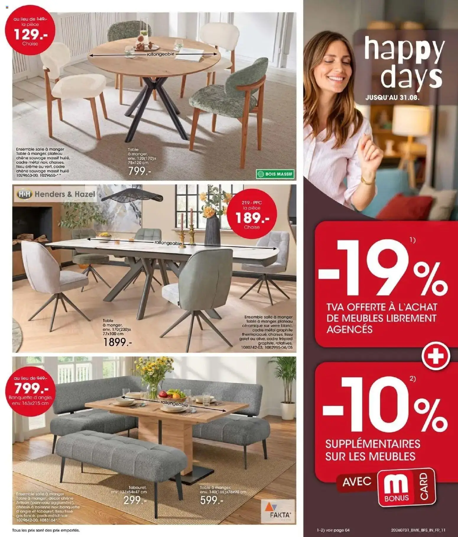 {H1} | Page: 11 | Produits: Table à manger, Huile, Crème, Cadre