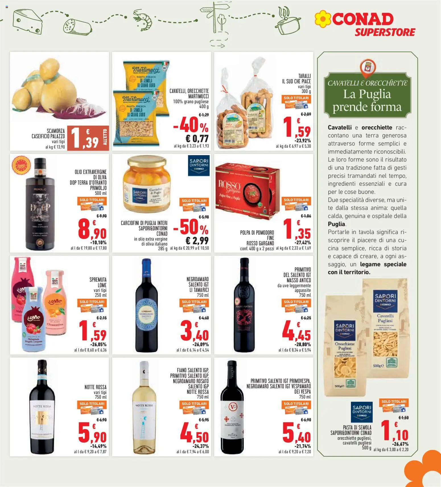 Volantino Conad del 27/08/2026 | Pagina: 13 | Prodotti: Tè, Pomodoro, Pasta, Taralli