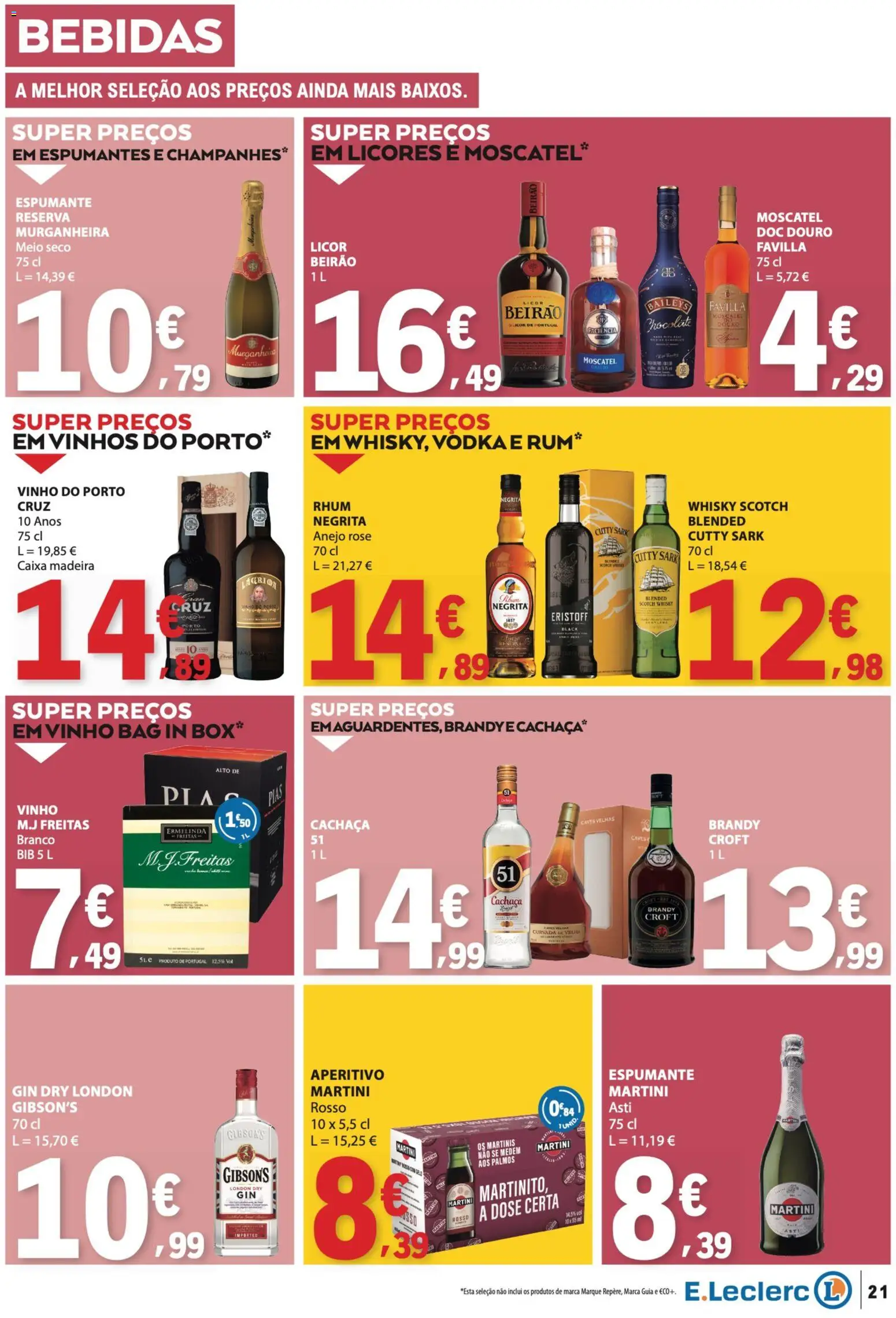 E.Leclerc folheto │ válido de 08/10/2026 | Página: 21 | Produtos: Whisky, Brandy, Cachaça, Rum