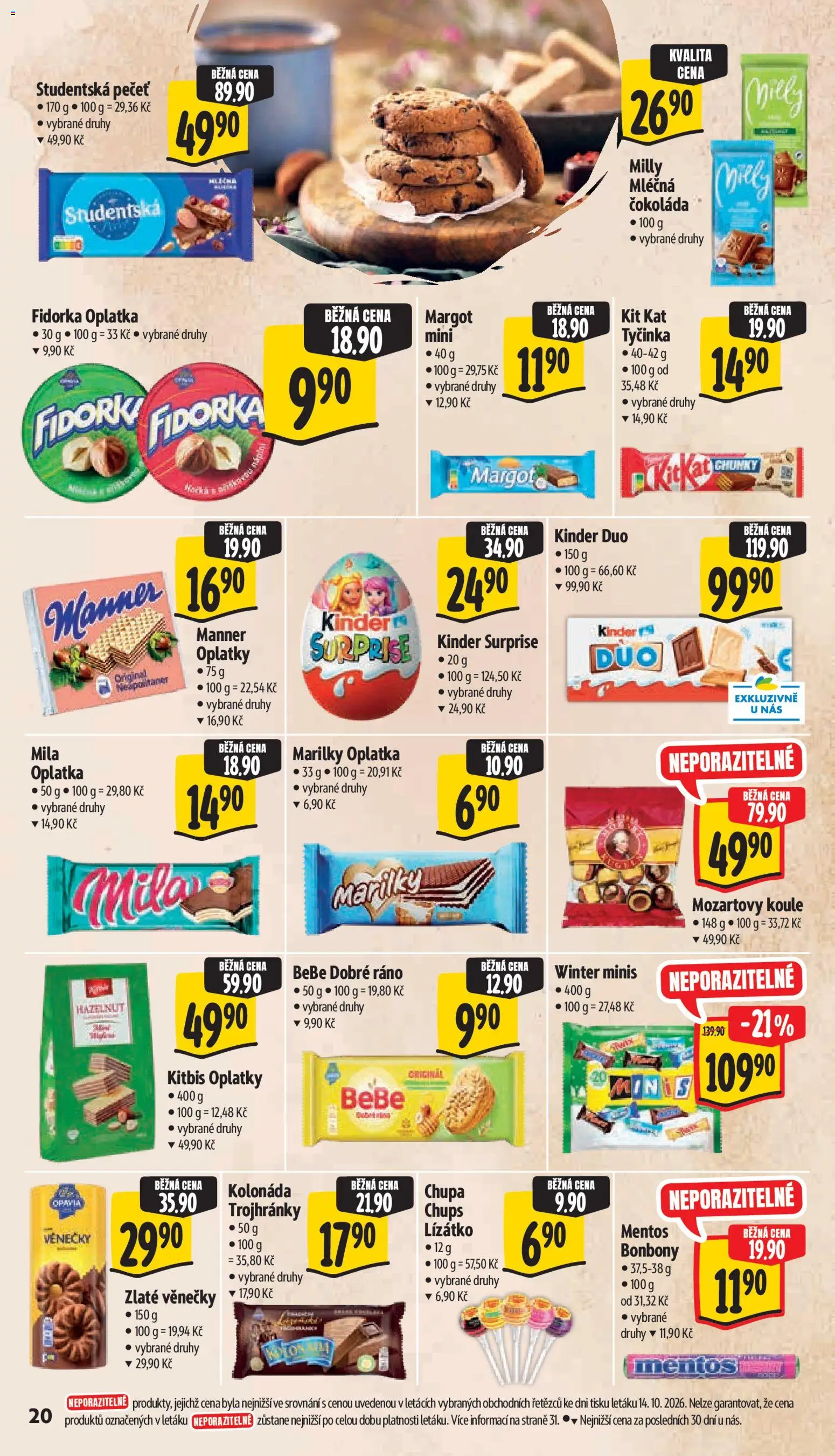 Albert leták - Hypermarket Jablonec nad Tisou od 21.10.2026 | Strana: 36 | Produkty: Věnečky, Mozartovy koule, Oplatky, Fidorka
