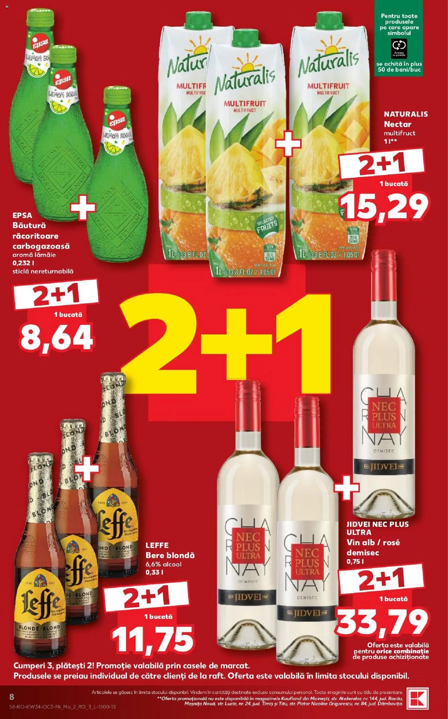 Noul catalog Kaufland – valabil de la 19.08.2026 | Pagină: 8 | Produse: Vin alb, Vin, Bere, Lămâie