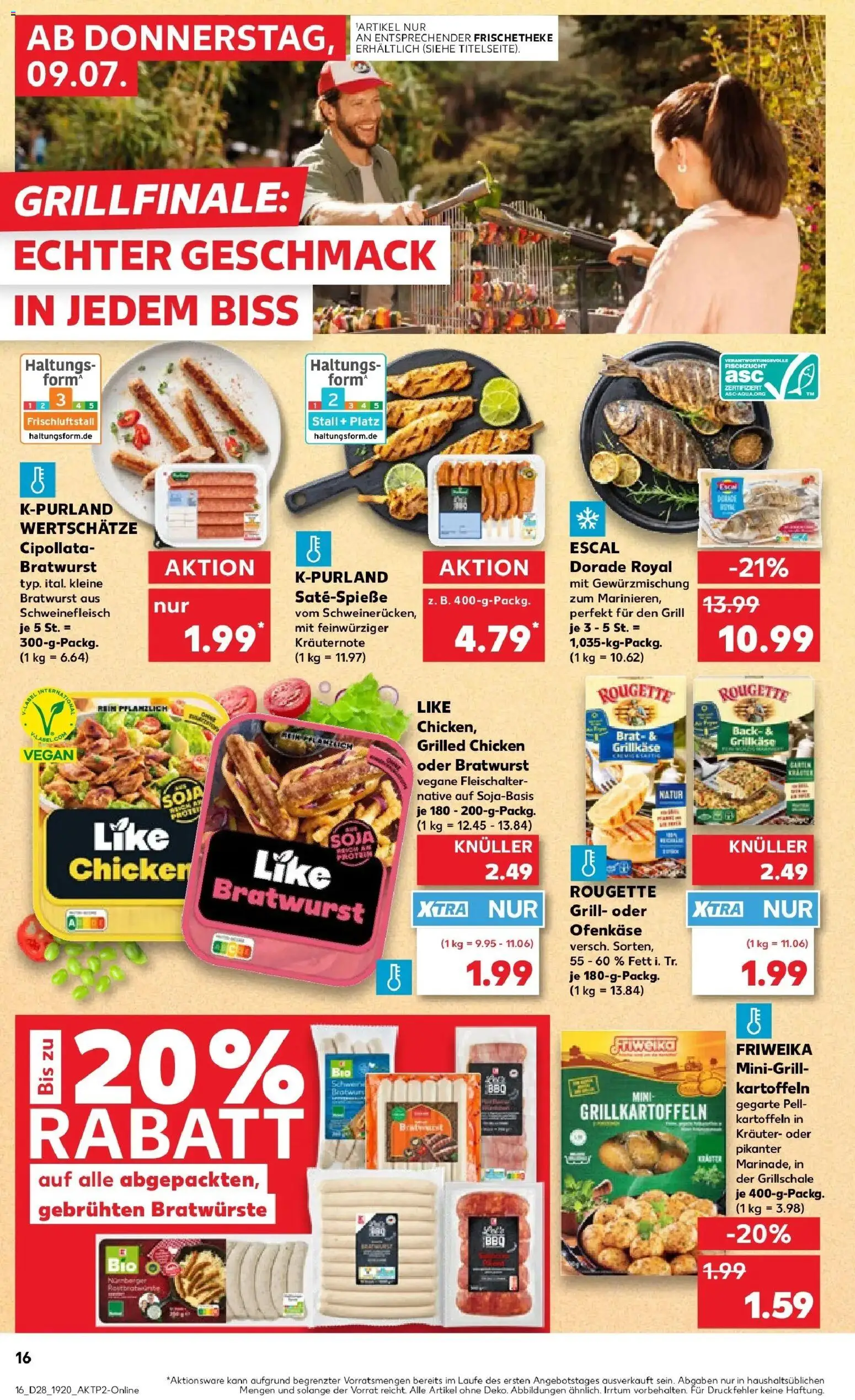 Kaufland Prospekt Pfullingen – gültig ab 09.07.2026 | Seite: 16 | Produkte: Dorade, Grill, Bratwurst, Schweinefleisch