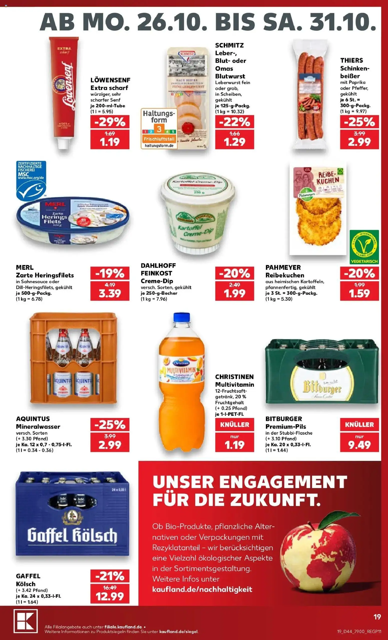 Prospekt Kaufland ab 26.10.2026 » Angebote Online zum Blättern | Seite: 23 | Produkte: Bitburger, Mineralwasser, Paprika, Schinken