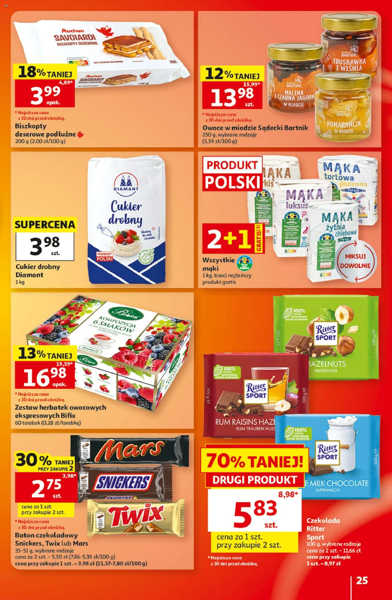 Auchan gazetka - Hipermarket od 22.10.2026 | Strona: 25 | Produkty: Malina, Baton czekoladowy, Biszkopty, Czekolada