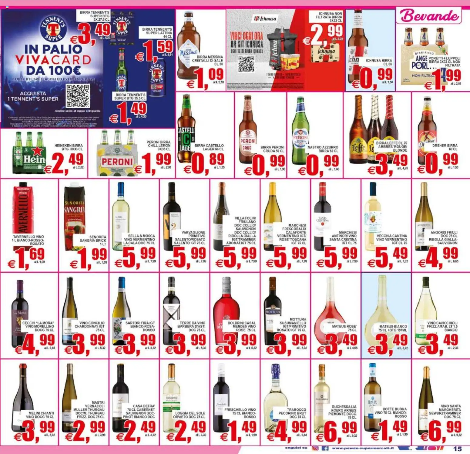 Volantino Pewex del 21/08/2026 | Pagina: 15 | Prodotti: Tennent's, Dreher Birra, Birra Leffe, Birra Peroni