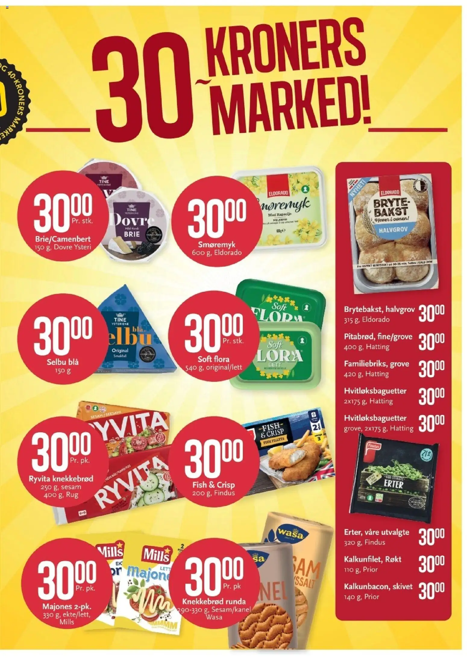 {H1} | Side: 9 | Produkter: Rug, Knekkebrød, Majones, Brie