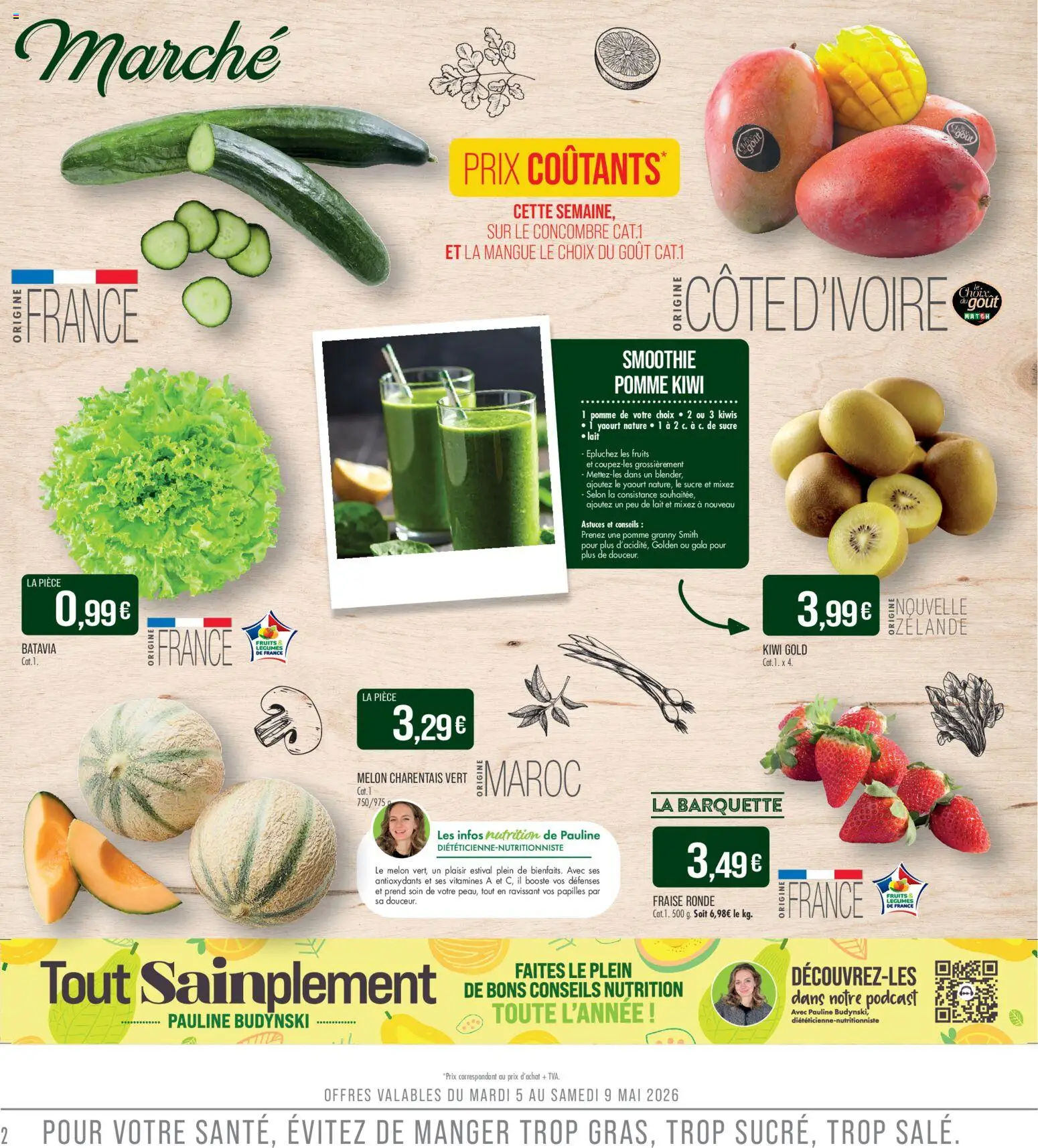 {H1} | Page: 2 | Produits: Fraise, Sucre, Pomme, Kiwi