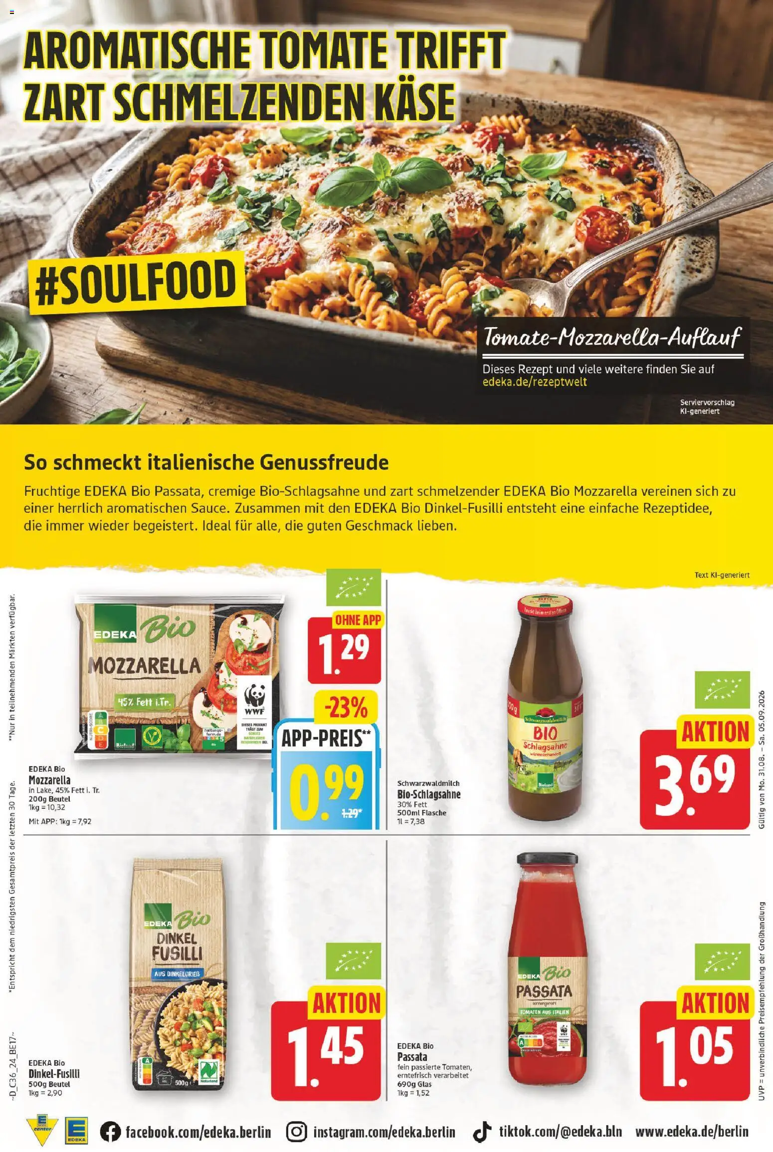 E center Prospekt – gültig ab 31.08.2026 | Seite: 26 | Produkte: Schlagsahne, Käse, Mozzarella, Tomaten