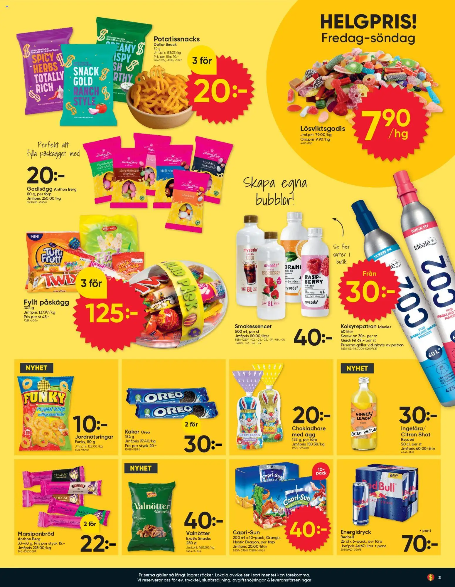 Dollar Store reklamblad aktuell från 02/03/2026 | Sida: 3 | Produkter: Oreo, Ägg, Snacks, Kolsyrepatron