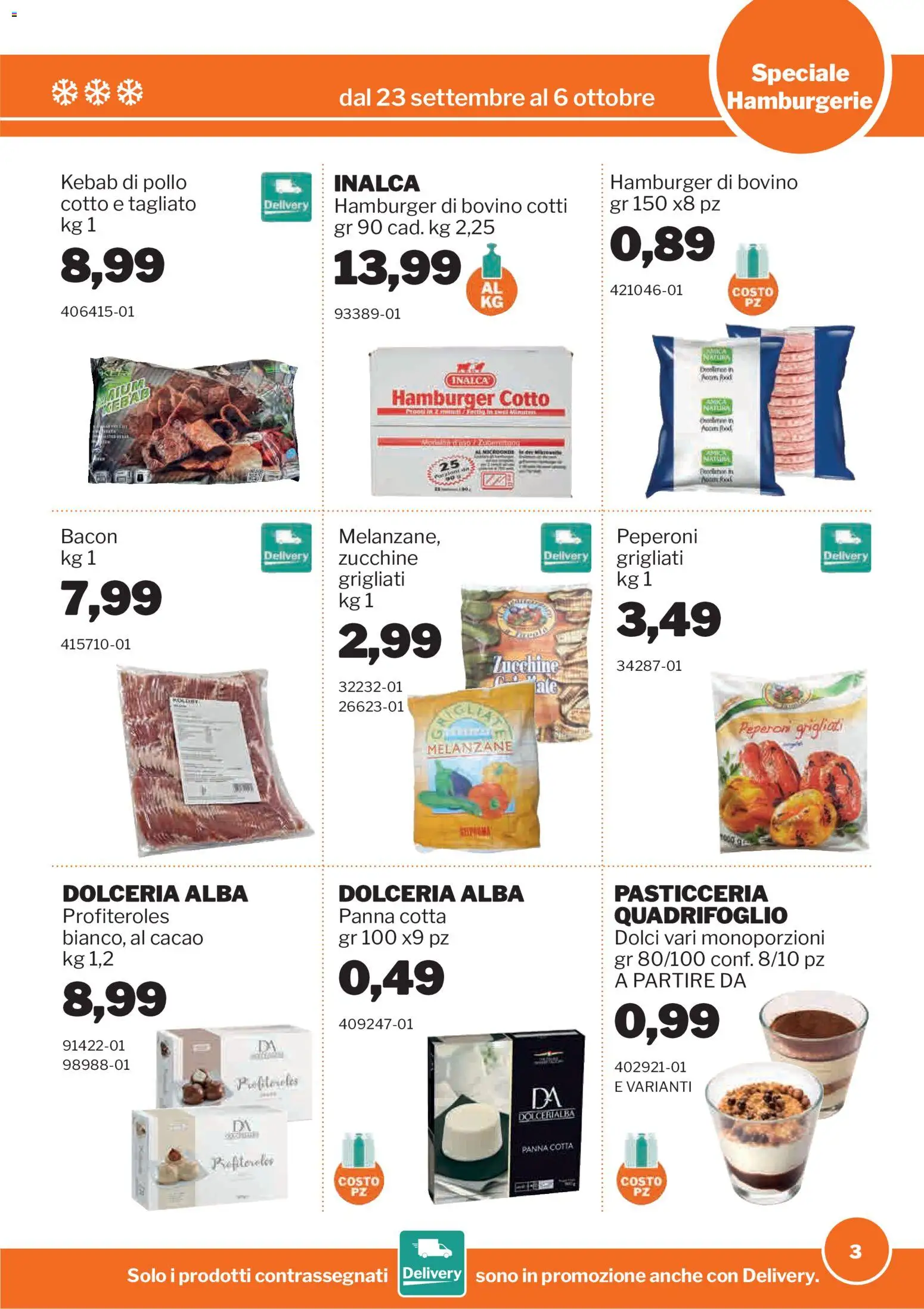 Volantino Sogegross del 23/09/2026 | Pagina: 3 | Prodotti: Bovino, Pollo, Panna, Bacon