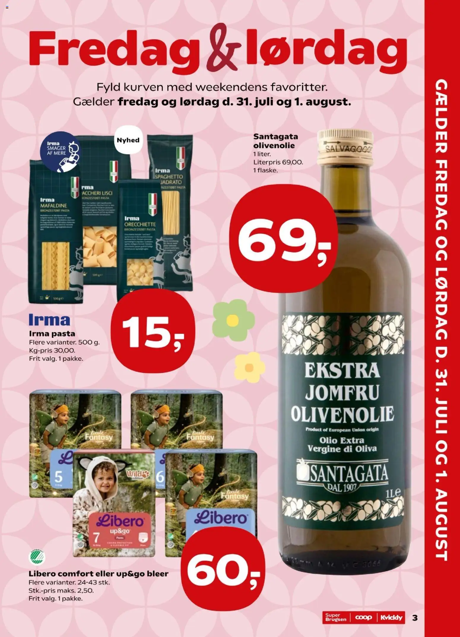 Kvickly tilbudsavis – gyldig fra 31/07/2026 | Side: 3 | Produkter: Pasta, Olivenolie