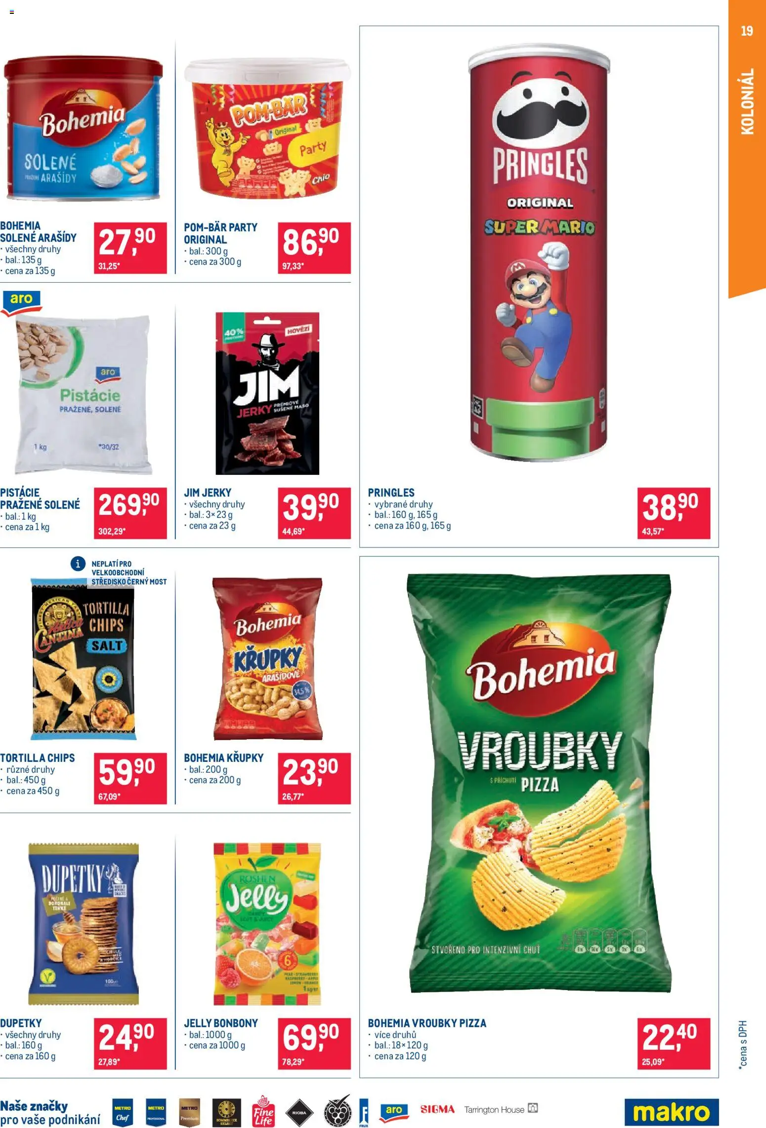 Makro leták - Pro milovníky jídla od 29.07.2026 | Strana: 19 | Produkty: Pringles, Arašídy, Tortilla, Dupetky