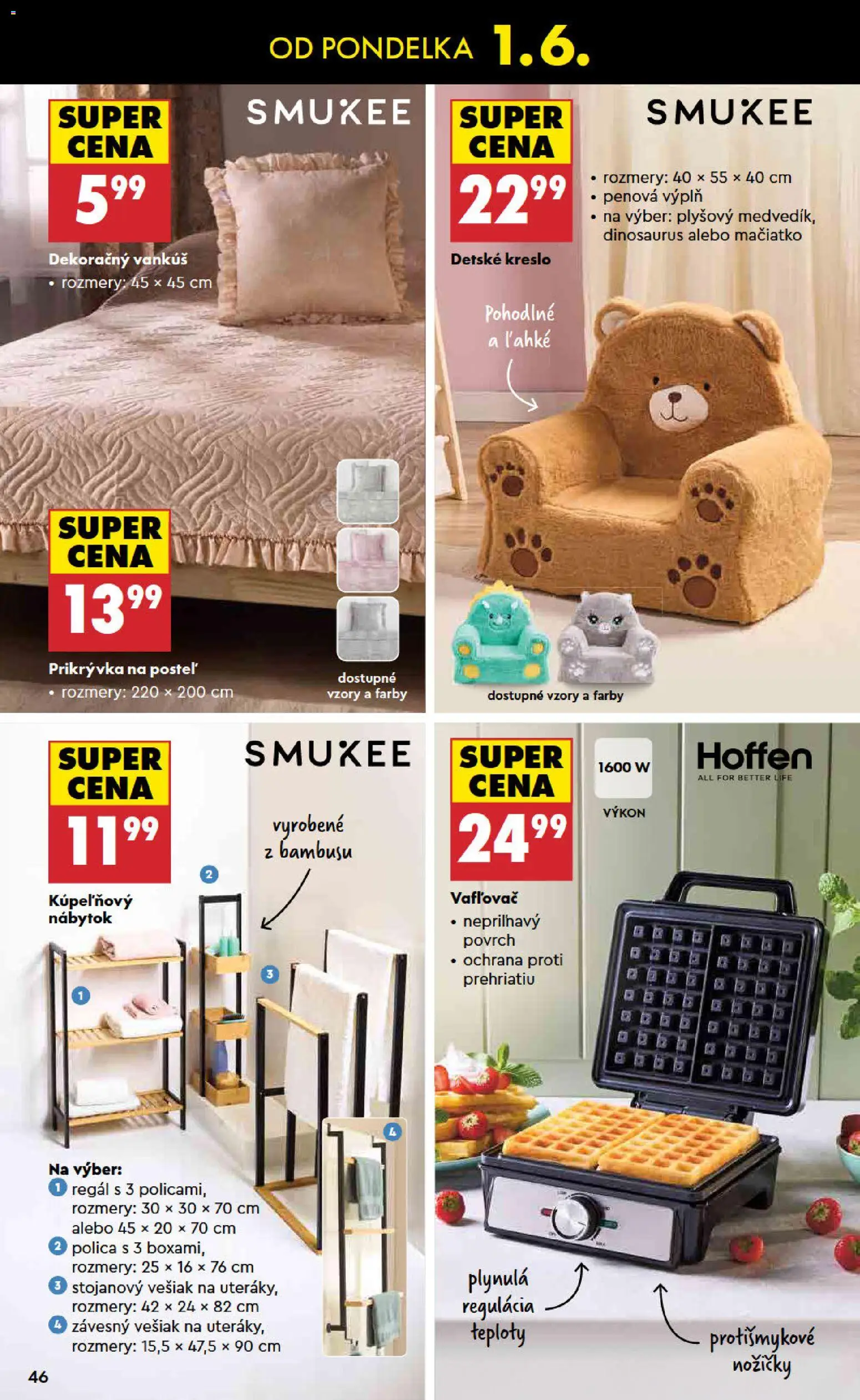 Nové Biedronka akcie – leták je platný od 28.05.2026 | Strana: 46 | Produkty: Nábytok, Regál, Vankúš, Vešiak