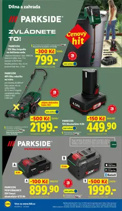 Náhled letáku PARKSIDE 40V Aku sekačka na trávu, pro trávníky do 800 m², šířka sečení: 40 cm, výška sečení: 25-75 mm (7 stupňů), volnoběžné otáčky: 2 900/3 100/3 300 min-¹ od 04.06.2026 | Strana: 36