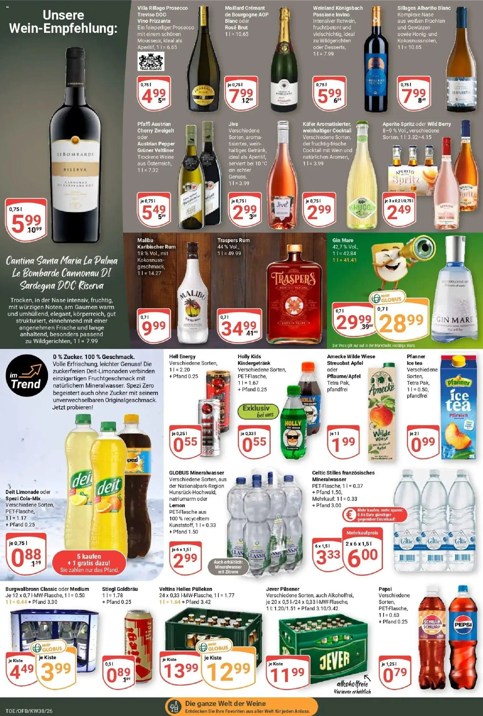 Globus Prospekt Tönisvorst (ab 14.09.2026) » Angebote online | Seite: 18 | Produkte: Energy, Limonade, Prosecco, Wein