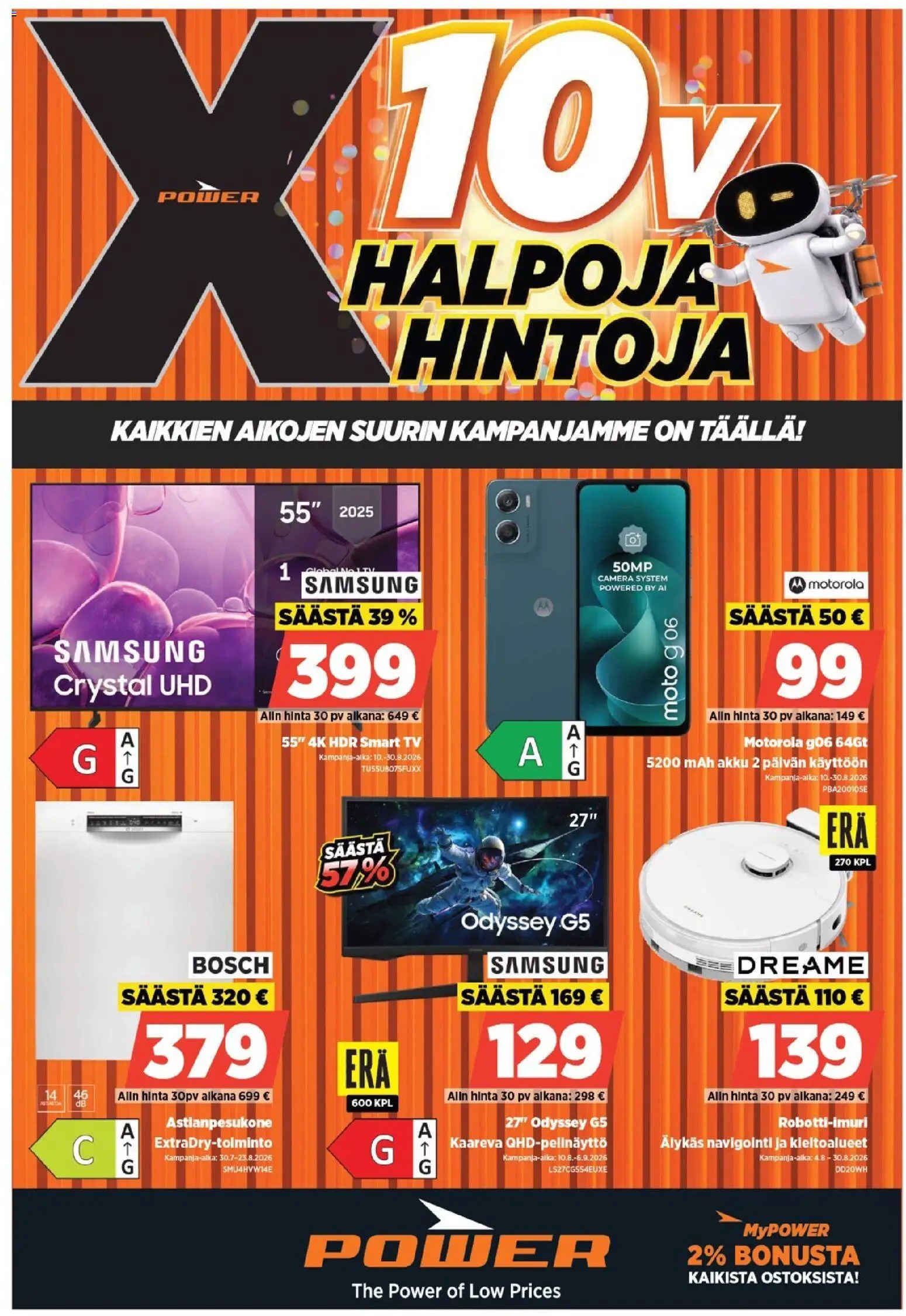 Power tarjoukset – voimassa 10/08/2026 alkaen | Sivu: 1 | Tuotteet: Astianpesukone, Navigointi, Akku, TV