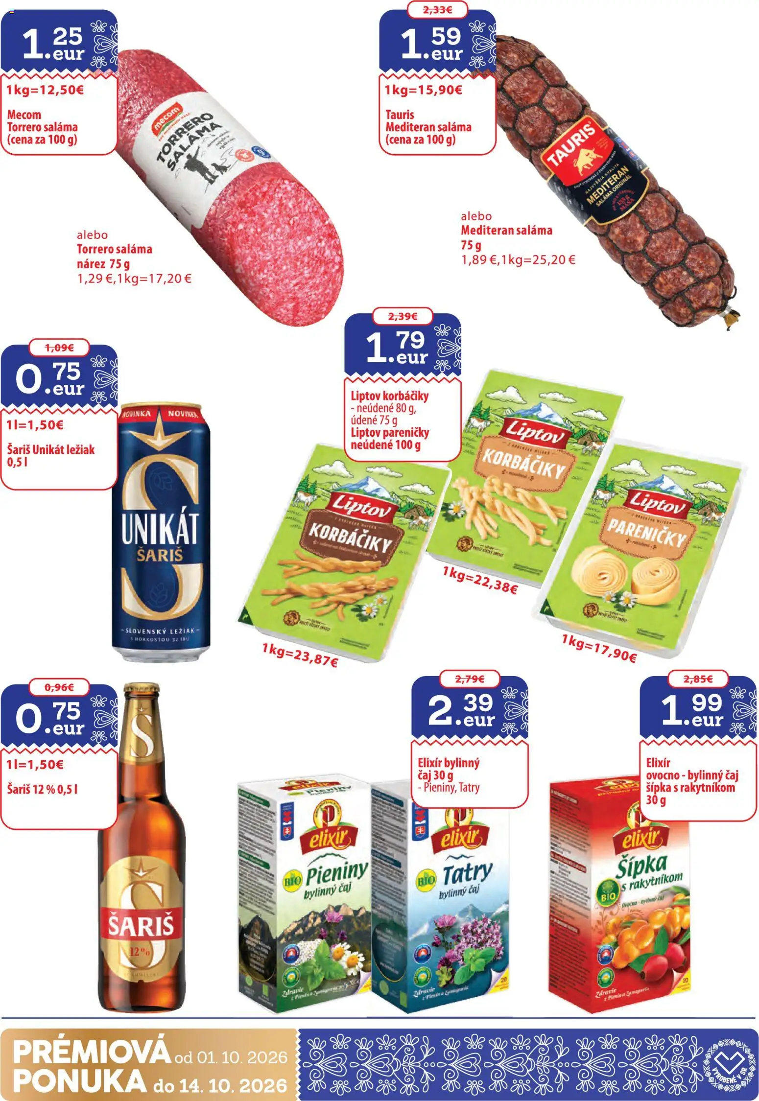 Nové Nitrazdroj akcie – leták je platný od 01.10.2026 | Strana: 30 | Produkty: Čaj, Korbáčiky, Šariš, Bylinný čaj