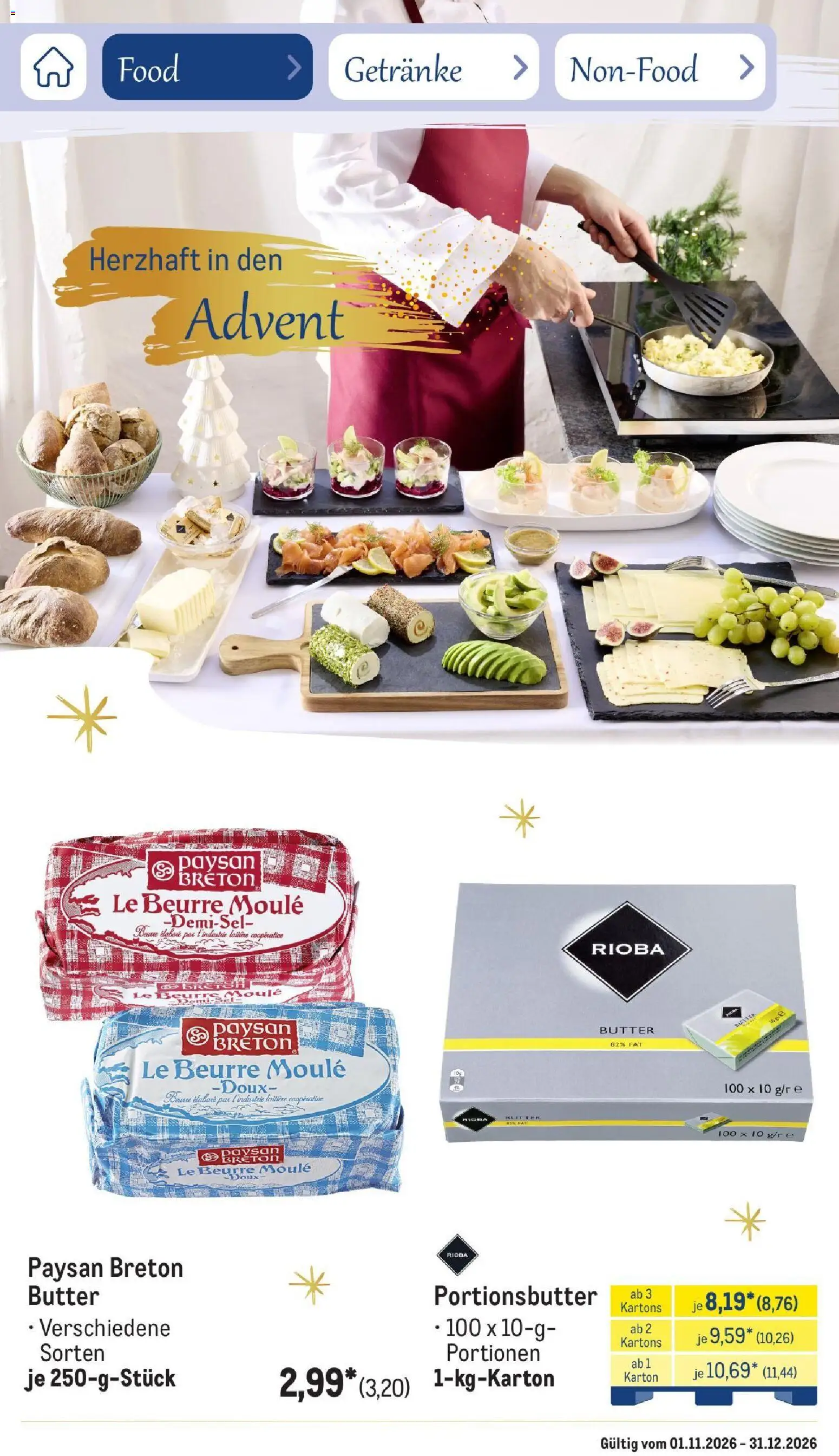 Metro Saisonkatalog Festtage voller Genuss – gültig ab 01.11.2026 | Seite: 8 | Produkte: Butter