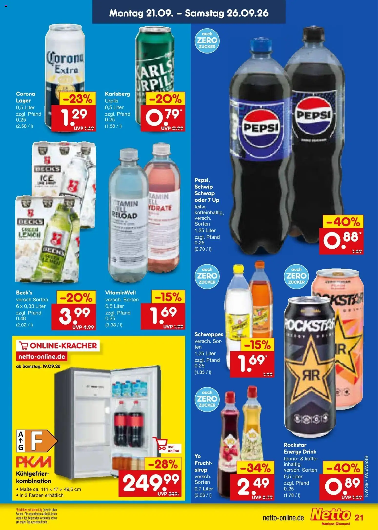 Netto Marken-Discount Prospekt Leonberg – gültig ab 21.09.2026 | Seite: 29 | Produkte: Energy, Rockstar, Sirup, Pepsi