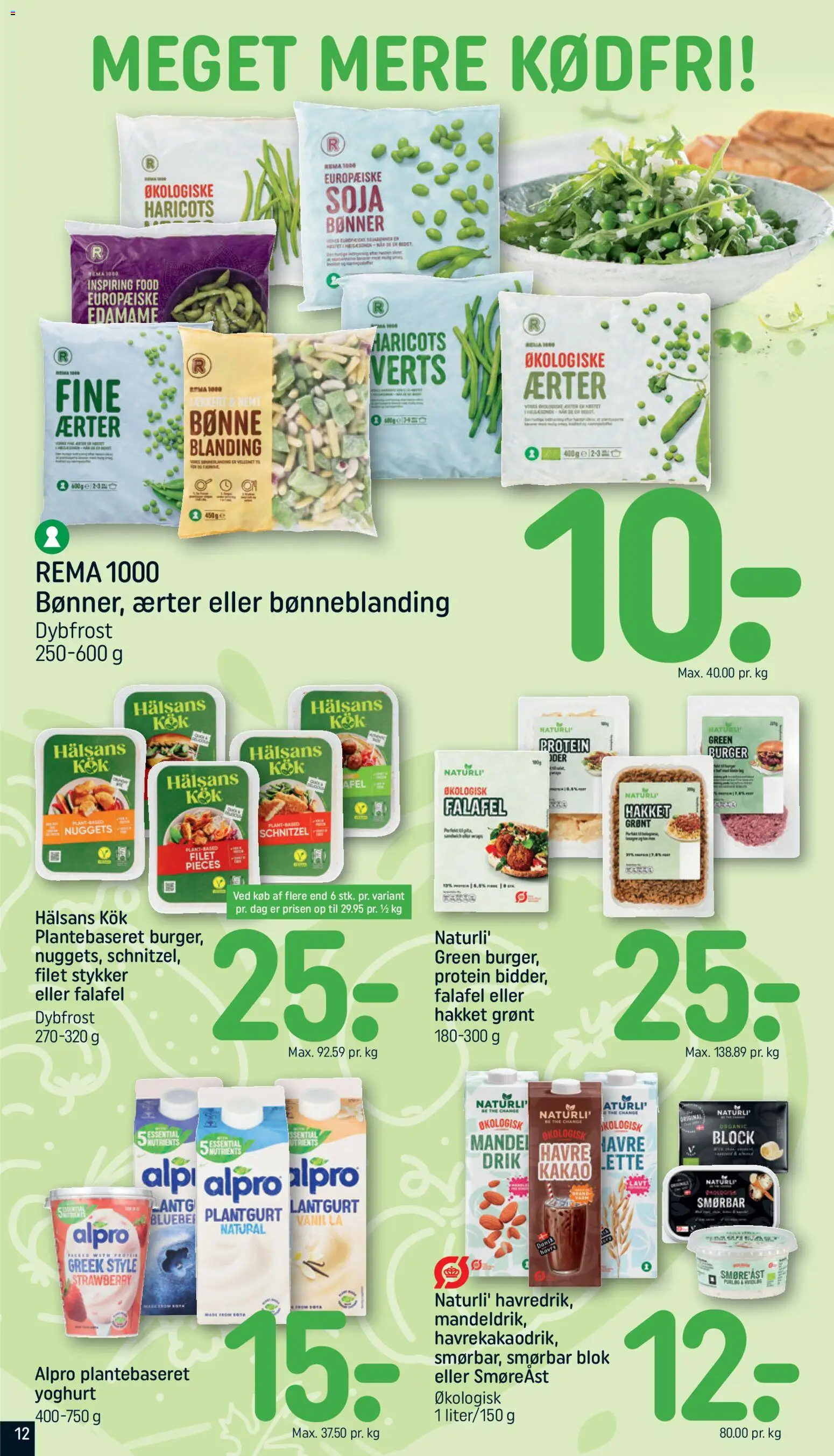 Rema 1000 tilbudsavis – gyldig fra 10.05.2026 | Side: 12 | Produkter: Nuggets, Bønner, Kakao, Falafel