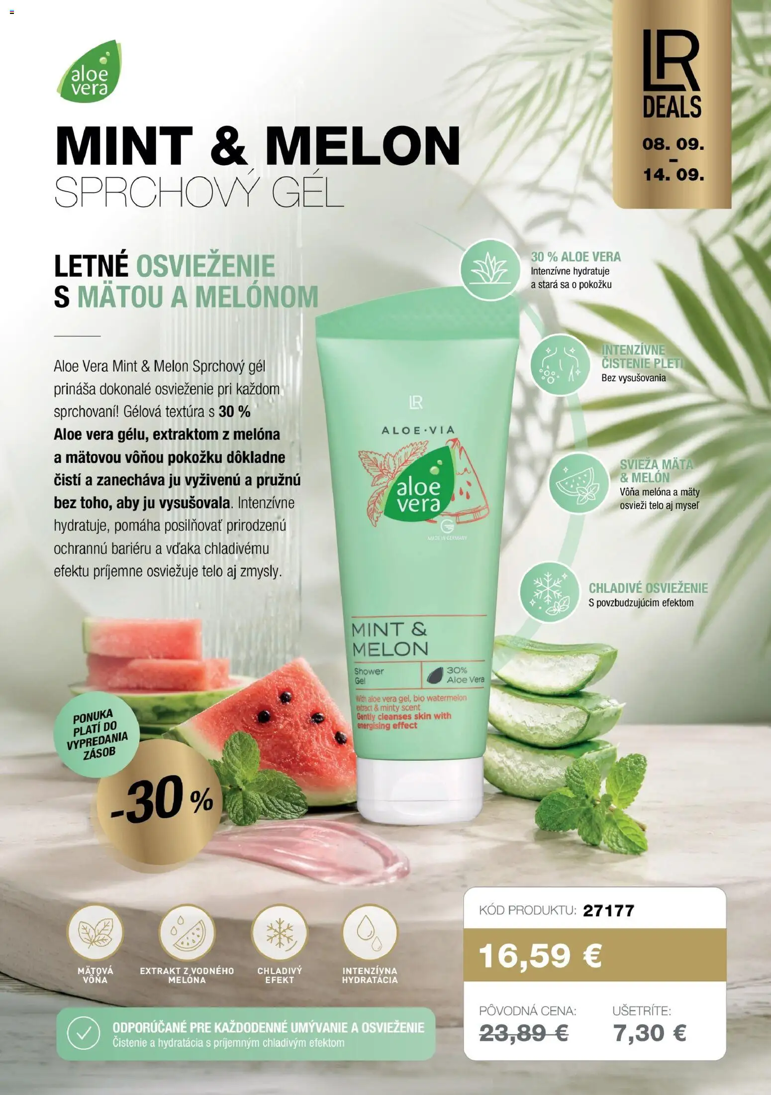 Nové LR akcie – leták je platný od 08.09.2026 | Strana: 8 | Produkty: Aloe Vera, Sprchový gél, Melón