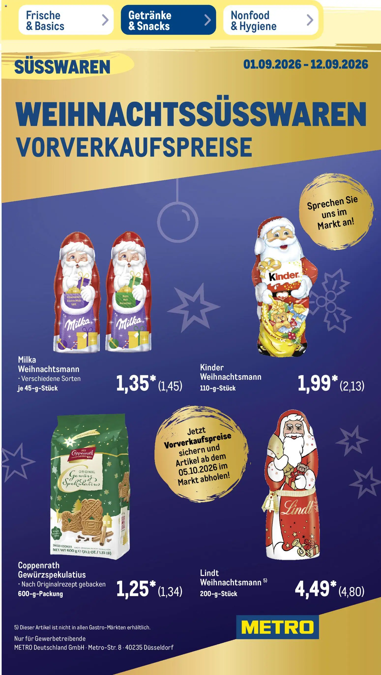 Metro NonFood-Angebote – gültig ab 31.08.2026 | Seite: 22 | Produkte: Süßwaren, Milka, Lindt