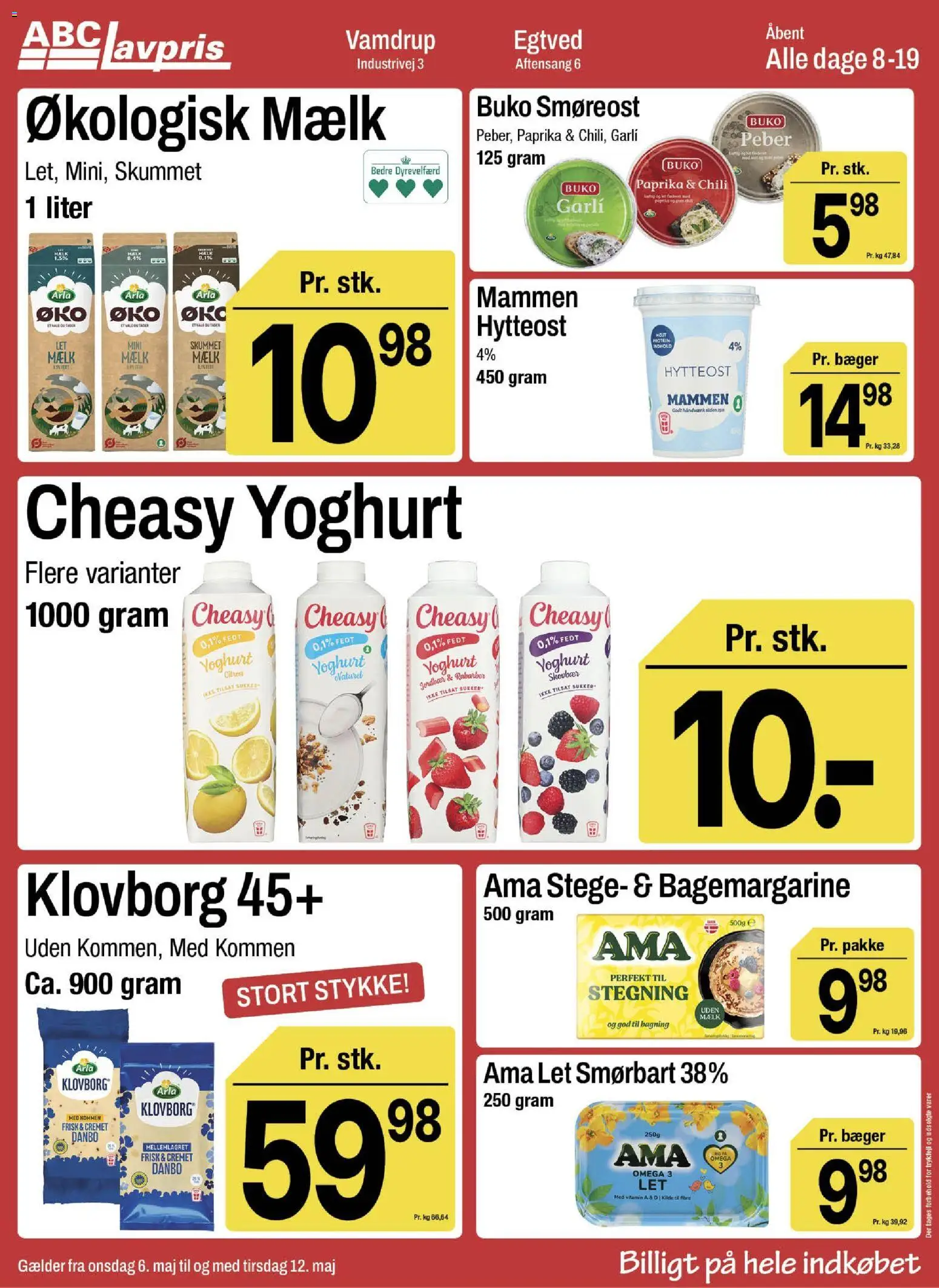 Abc Lavpris tilbudsavis – gyldig fra 06.05.2026 | Side: 4 | Produkter: Mælk, Smøreost, Sukker, Paprika