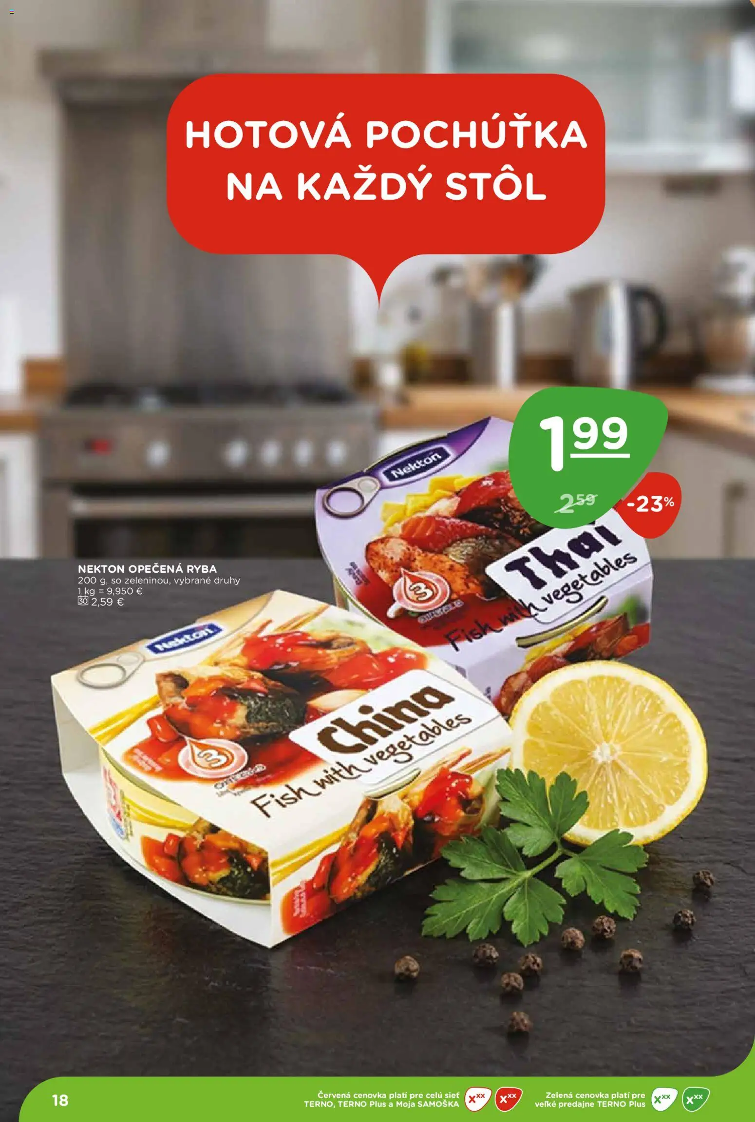 Nové Terno akcie – leták je platný od 24.09.2026 | Strana: 18 | Produkty: Stôl, Ryba