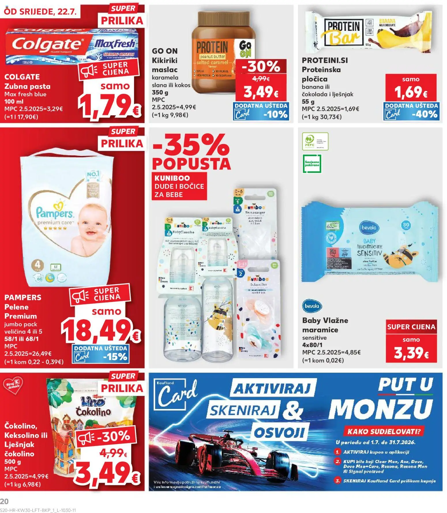 Kaufland HR akciós ujság - amely érvényes a következő dátumtól: 2026.07.22. | Oldal: 20 | Termékek: Colgate, Dove, Rexona, Protein