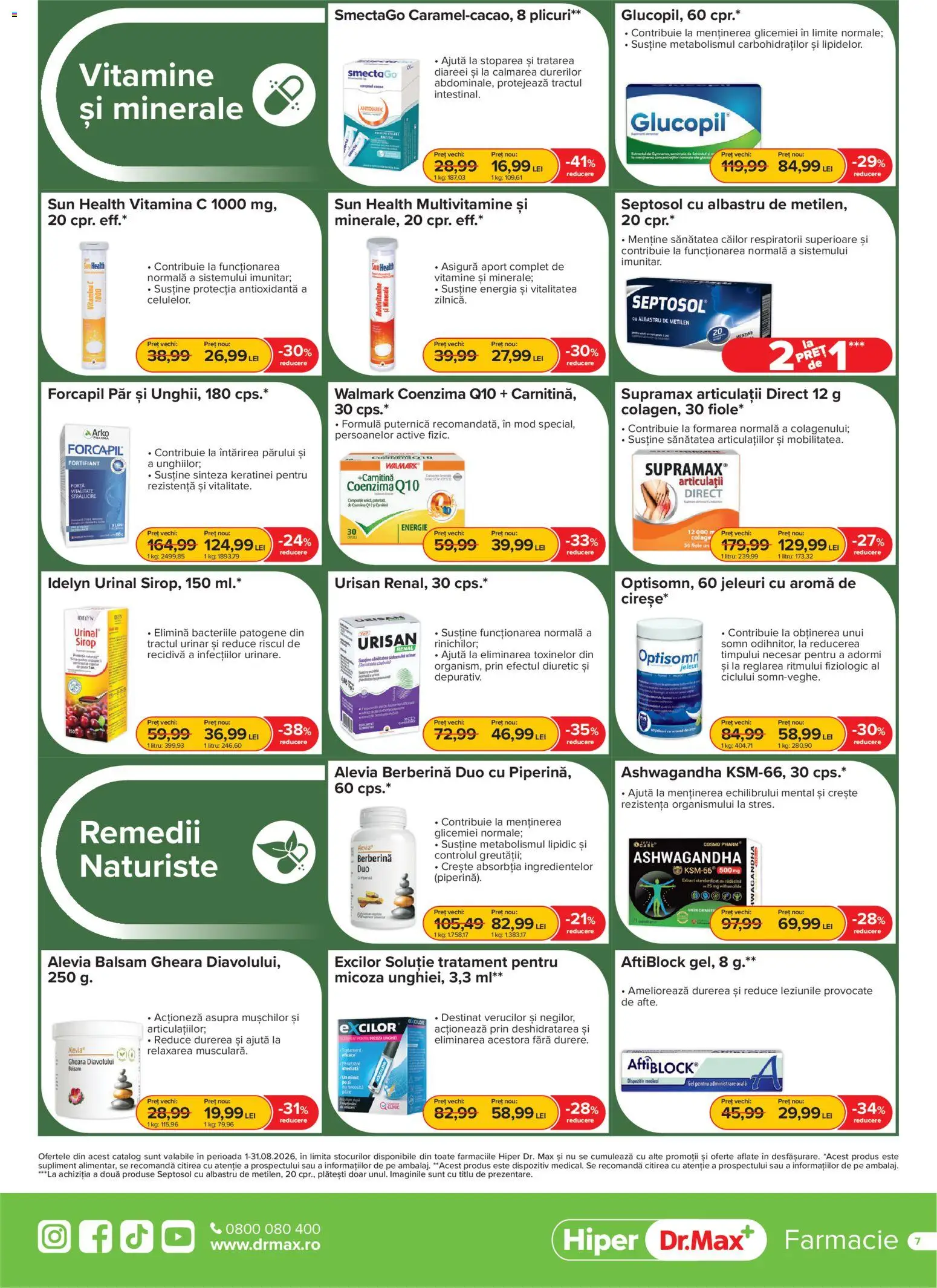 Noul catalog Dr.Max – valabil de la 01.08.2026 | Pagină: 7 | Produse: Albastru de metilen, Balsam, Sirop, Jeleuri