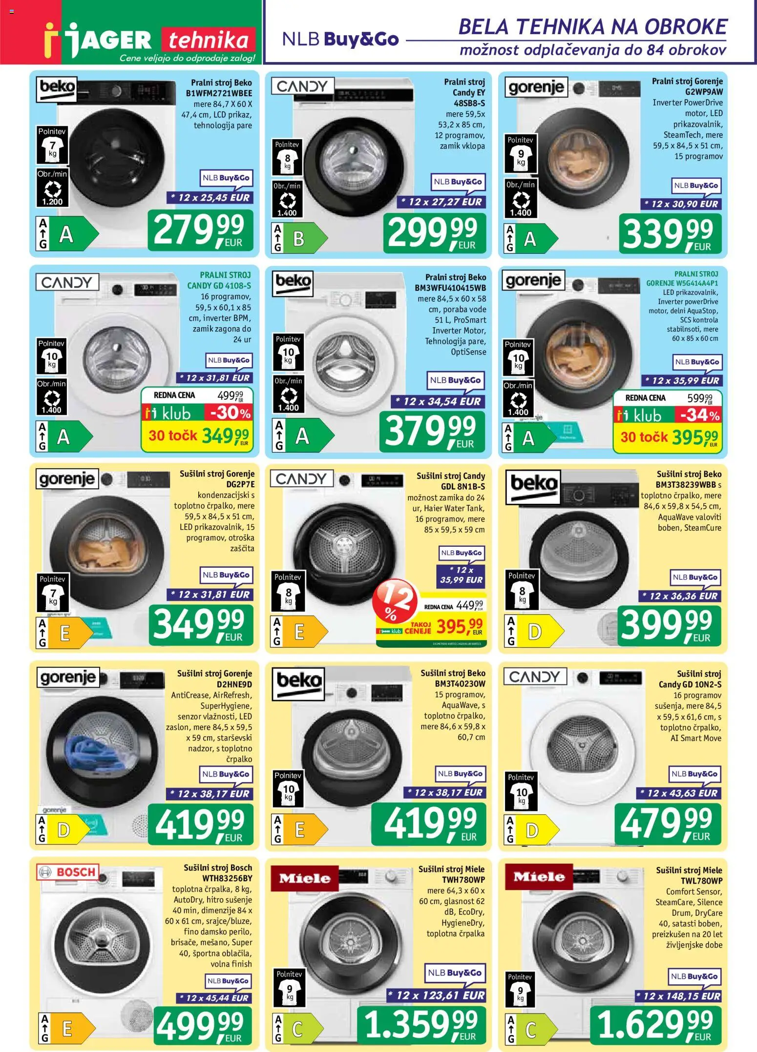 Novi Jager katalog ponudbe – veljaven od 28.10.2026 | Stran: 12 | Izdelki: Črpalka, Pralni stroj, Susilni stroj