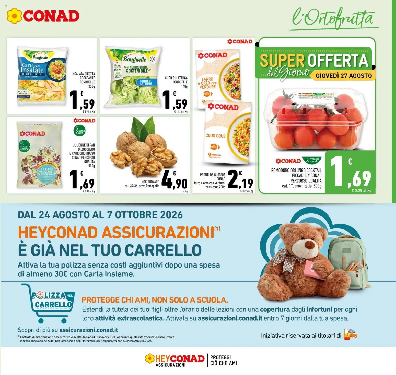 Volantino Conad del 26/08/2026 | Pagina: 3 | Prodotti: Pesce, Cocktail, Verdure, Cous cous
