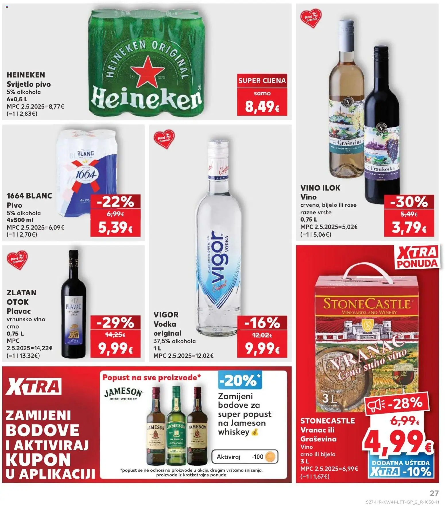 Kaufland katalog | vrijedi od 07.10.2026 | Stranica: 27 | Proizvodi: Jameson, Vino, Pivo, Vodka