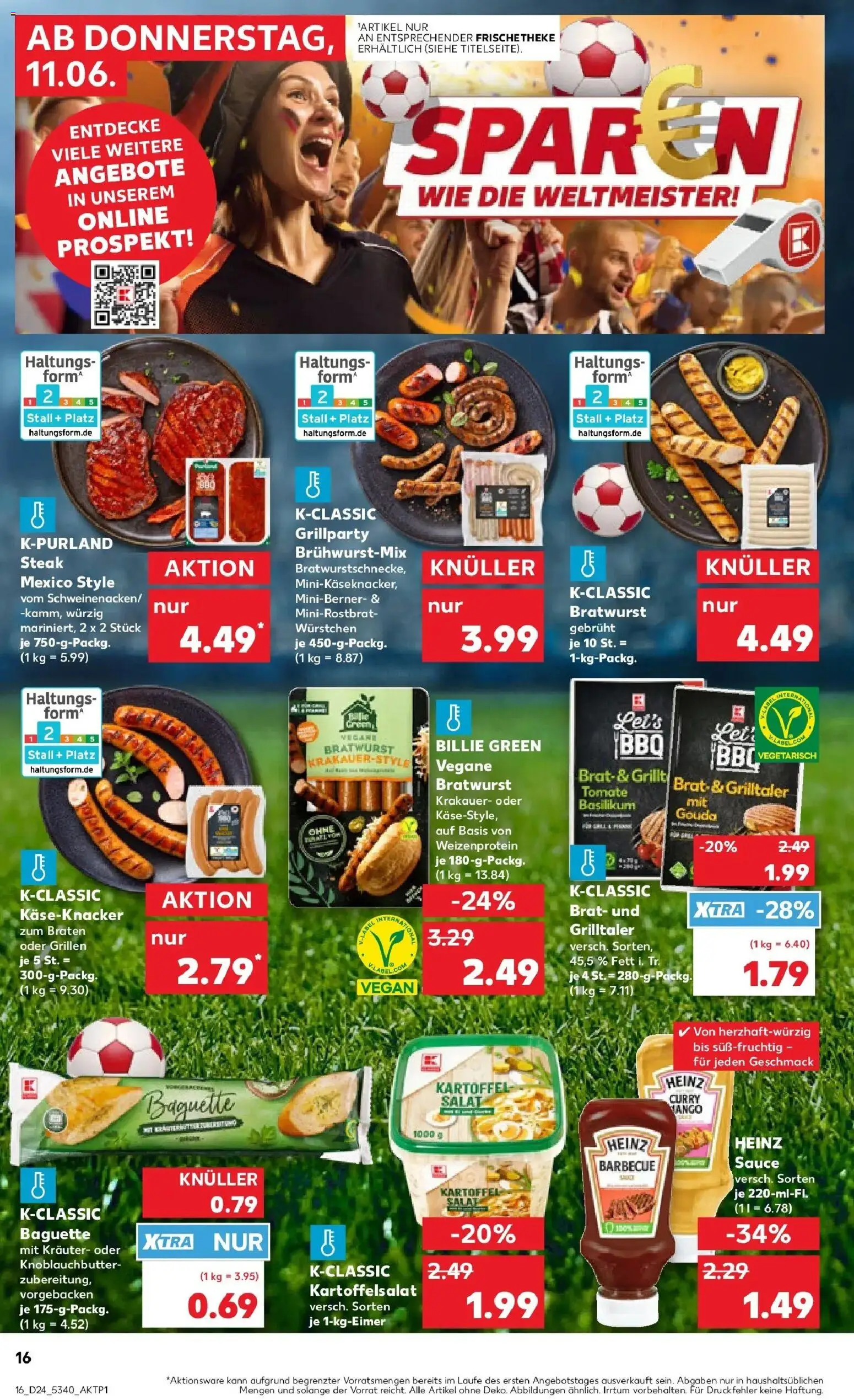 Kaufland Prospekt Freudenstadt – gültig ab 11.06.2026 | Seite: 16 | Produkte: Gouda, Bratwurst, Baguette, Salat