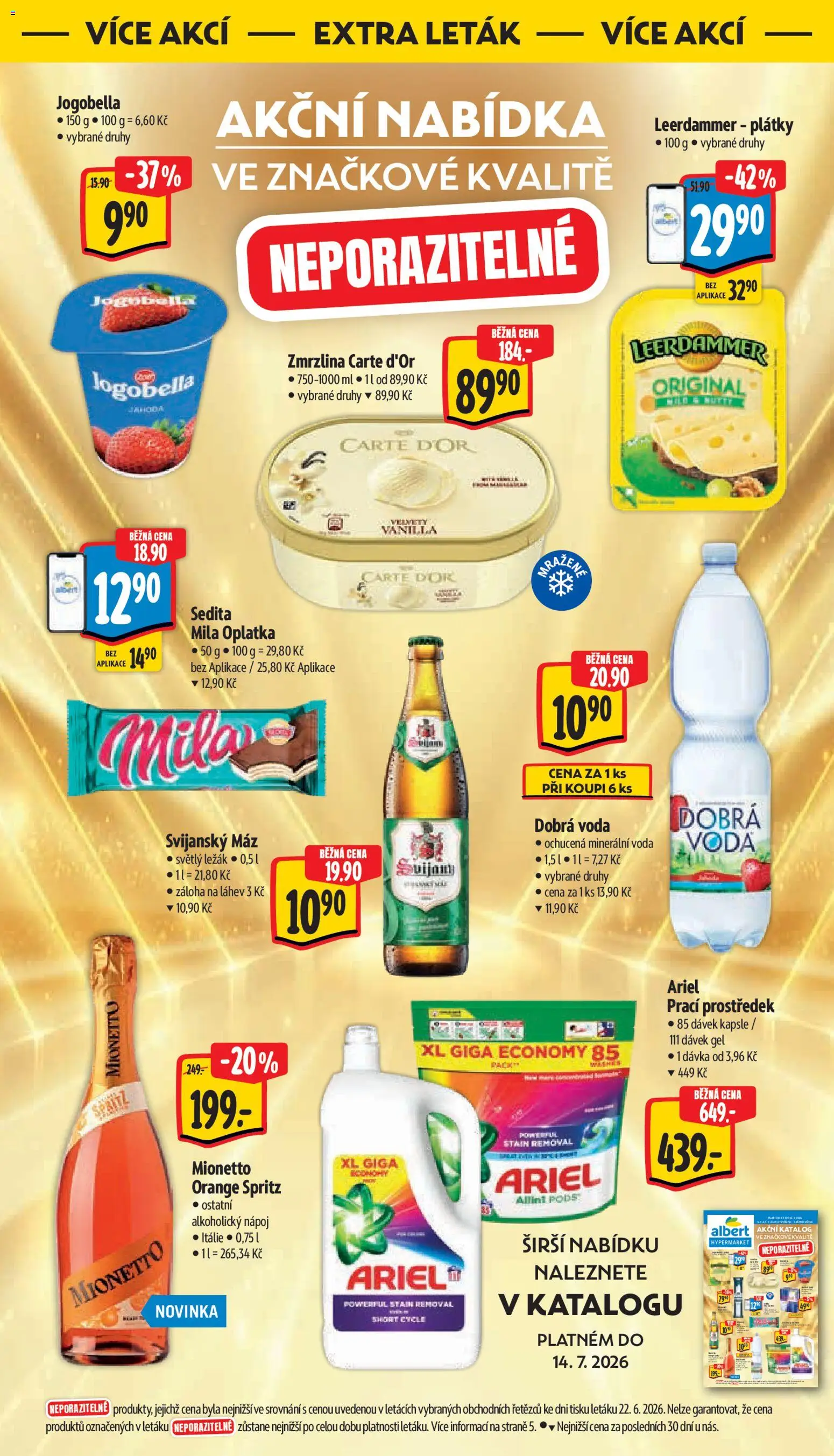 Albert leták - Hypermarket od 08.07.2026 | Strana: 9 | Produkty: Zmrzlina, Jogobella, Carte d'or, Láhev