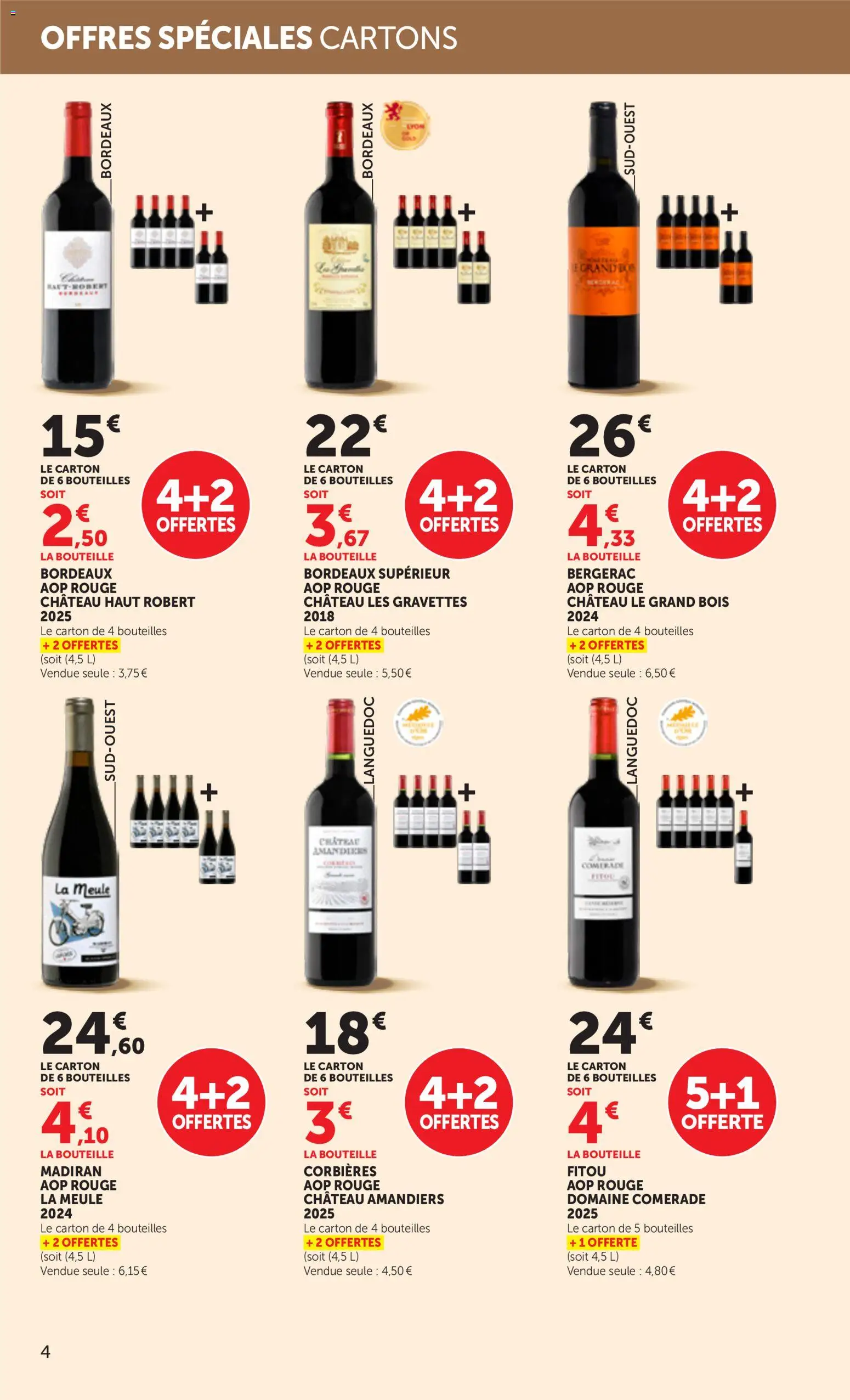 {H1} | Page: 4 | Produits: Bordeaux superieur, Meule, Fitou, Bouteille