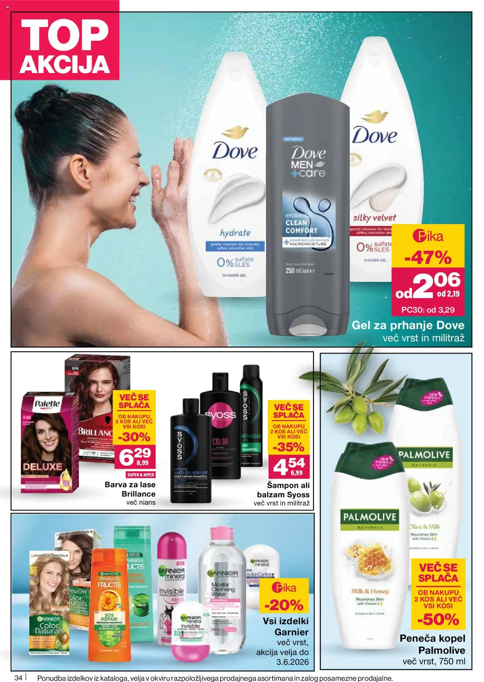 Novi Mercator katalog ponudbe – veljaven od 07.05.2026 | Stran: 34 | Izdelki: Kopel, Peneča kopel, Olive, Barva