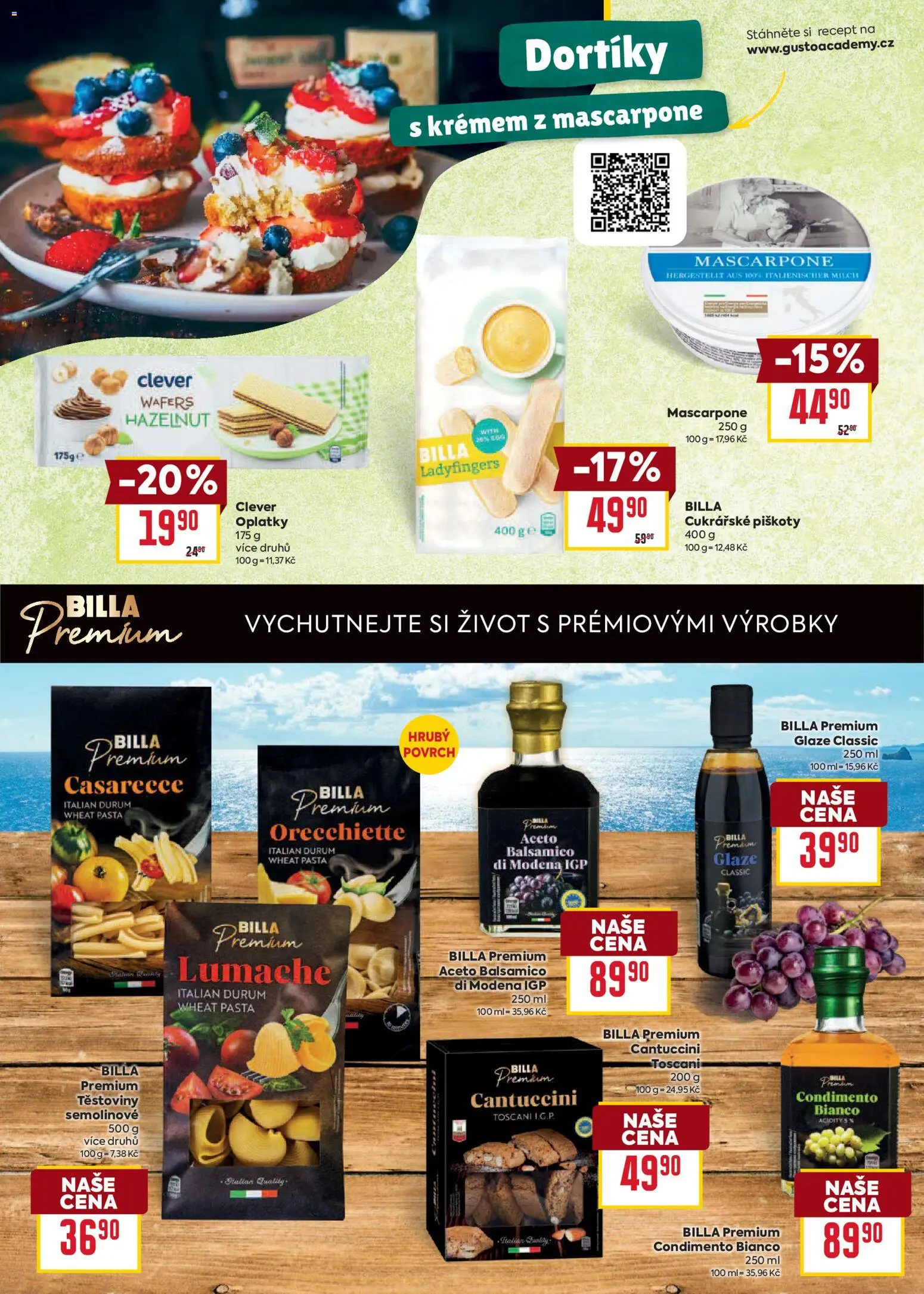 Billa leták - Bohatá chuť středomoří od 20.05.2026 | Strana: 24 | Produkty: Cukrářské piškoty, Mascarpone, Clever, Oplatky